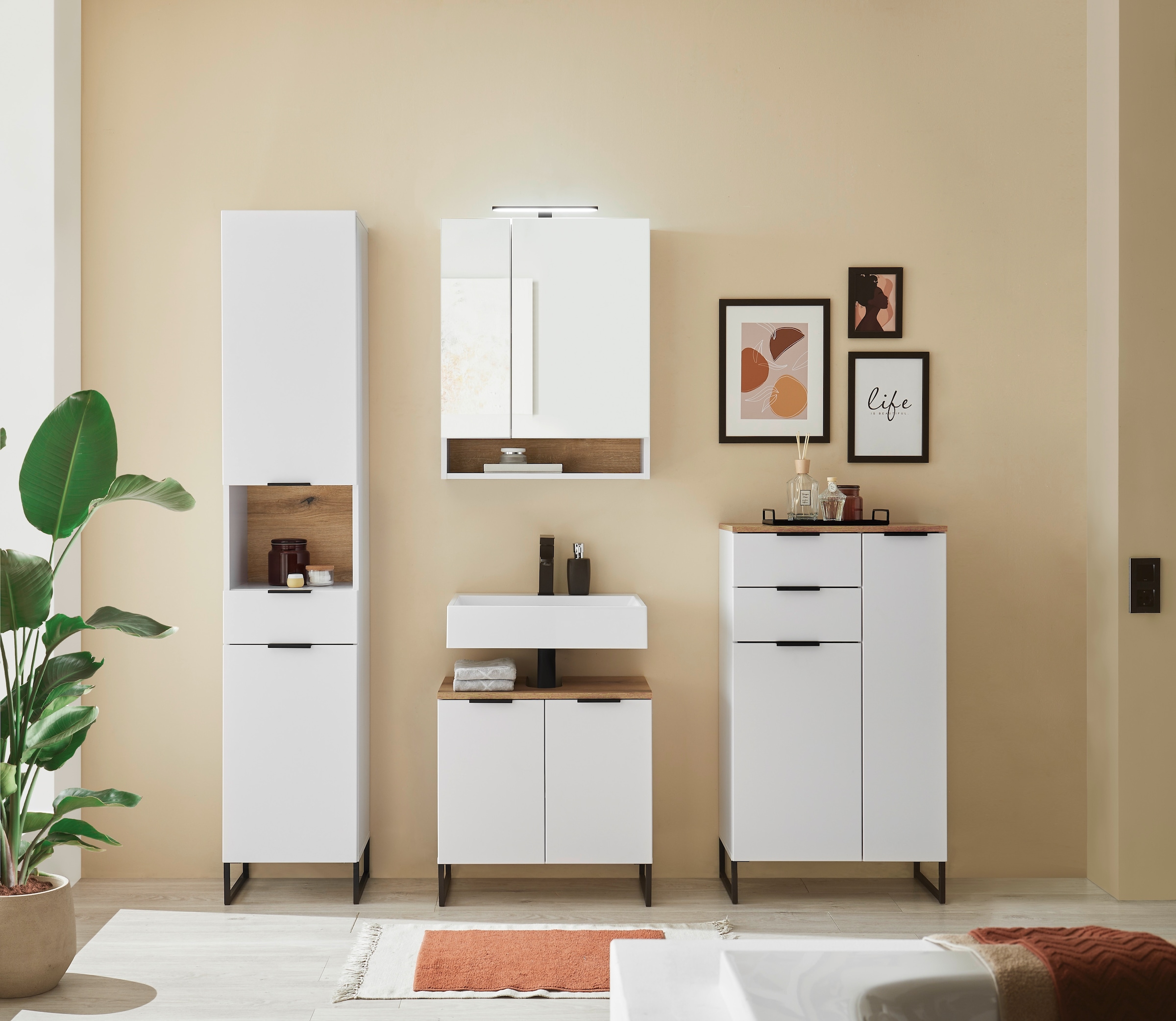 BASIC by Balculina Midischrank »Denver Midischrank, Badezimmerschrank BxHxT 60x106x32« 1 Stk. tlg. Breite 60 cm, Tür L/R montierbar, Softclose