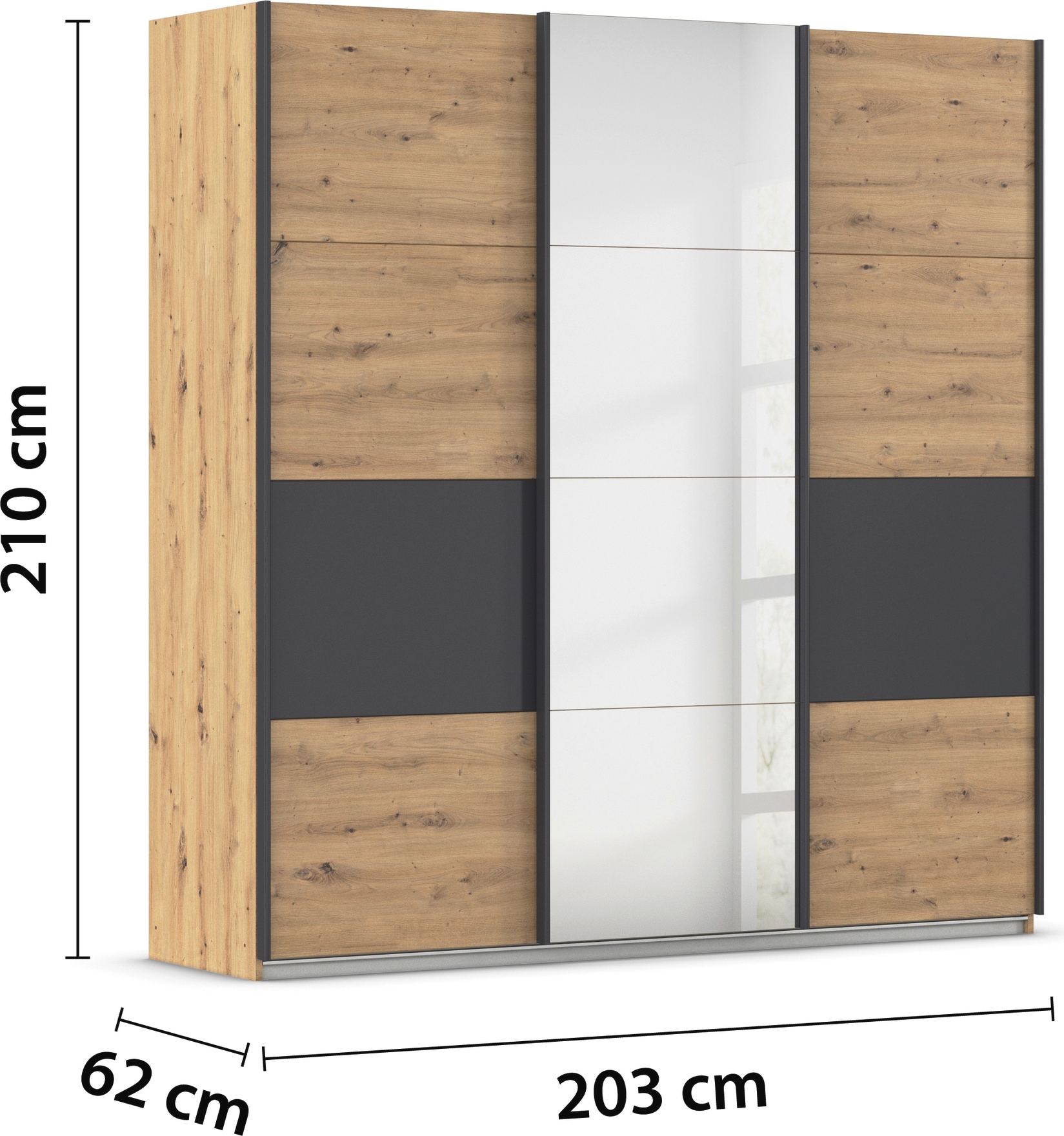 rauch Schwebetürenschrank »Schwebetürenschrank Kleiderschrank Schrank Garderobe CORTONA«, inkl. Inneneinteilung, 2 Stoffboxen und zusätzlichen Einlegeböden