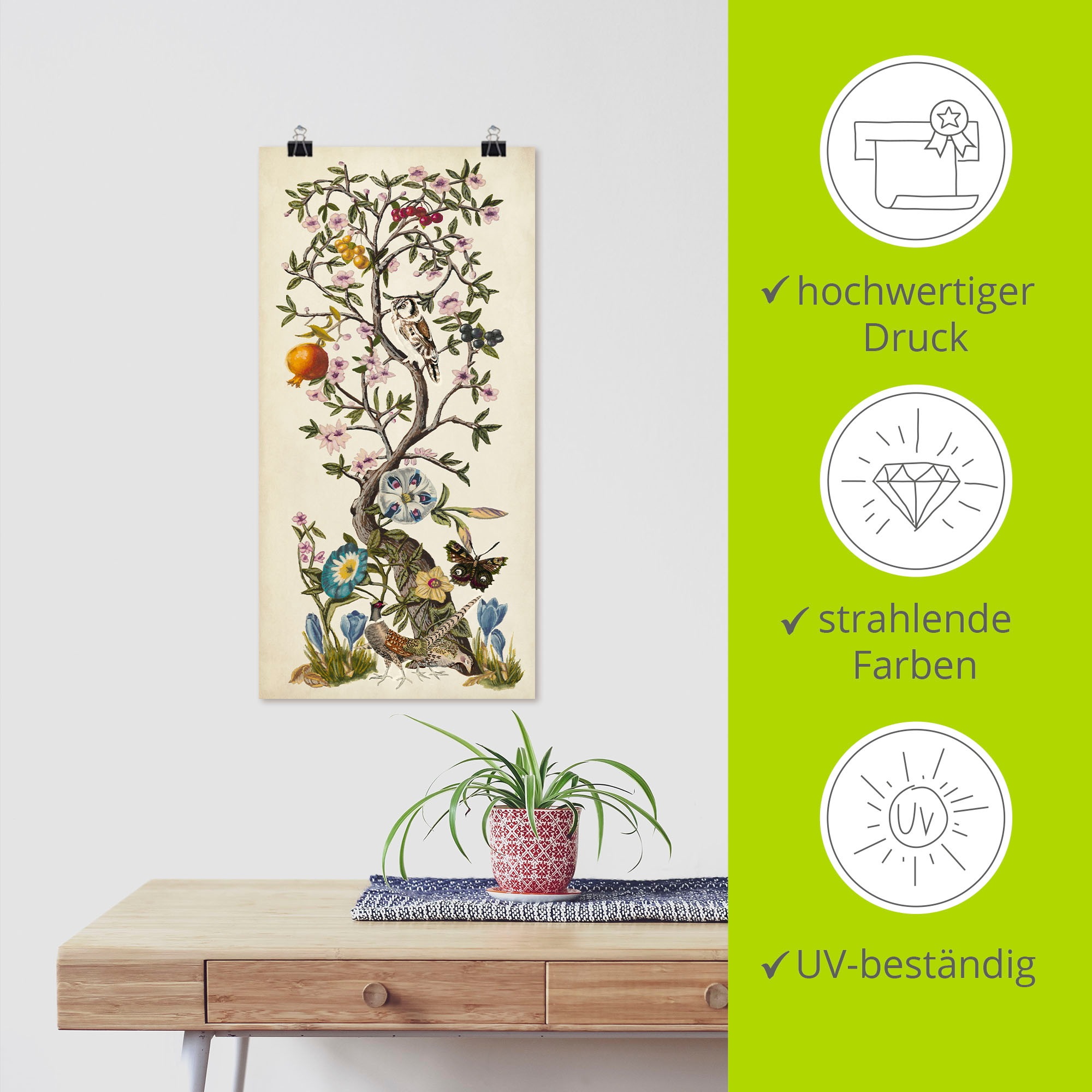 Artland Wandbild »Chinoiserie Natur I«, Pflanzen, (1 St.), als Alubild, Outdoorbild, Leinwandbild, Poster in verschied. Größen