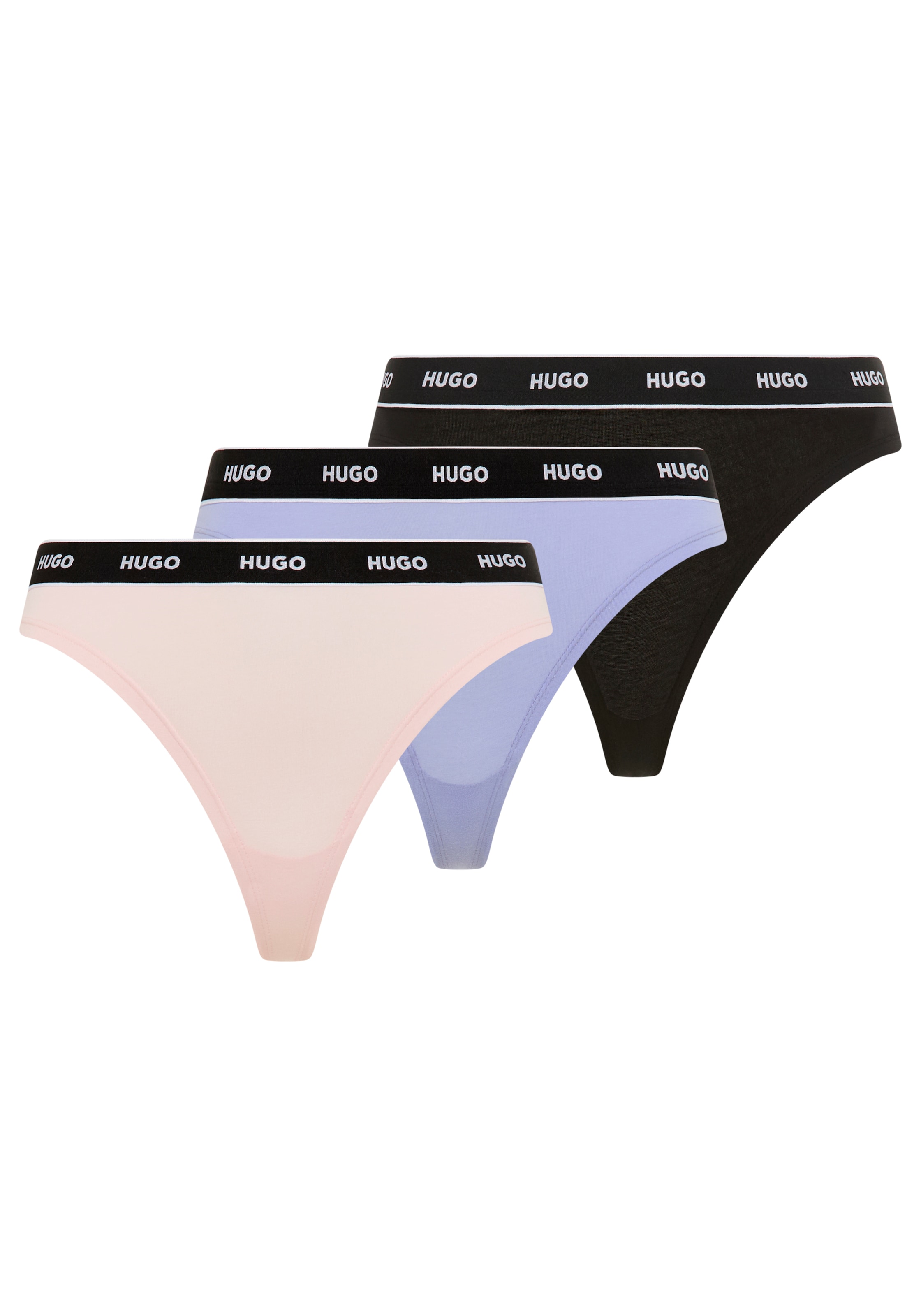 HUGO Underwear String »TRIPLET THONG STRIPE« elastischer Bund mit Logo, enganliegend