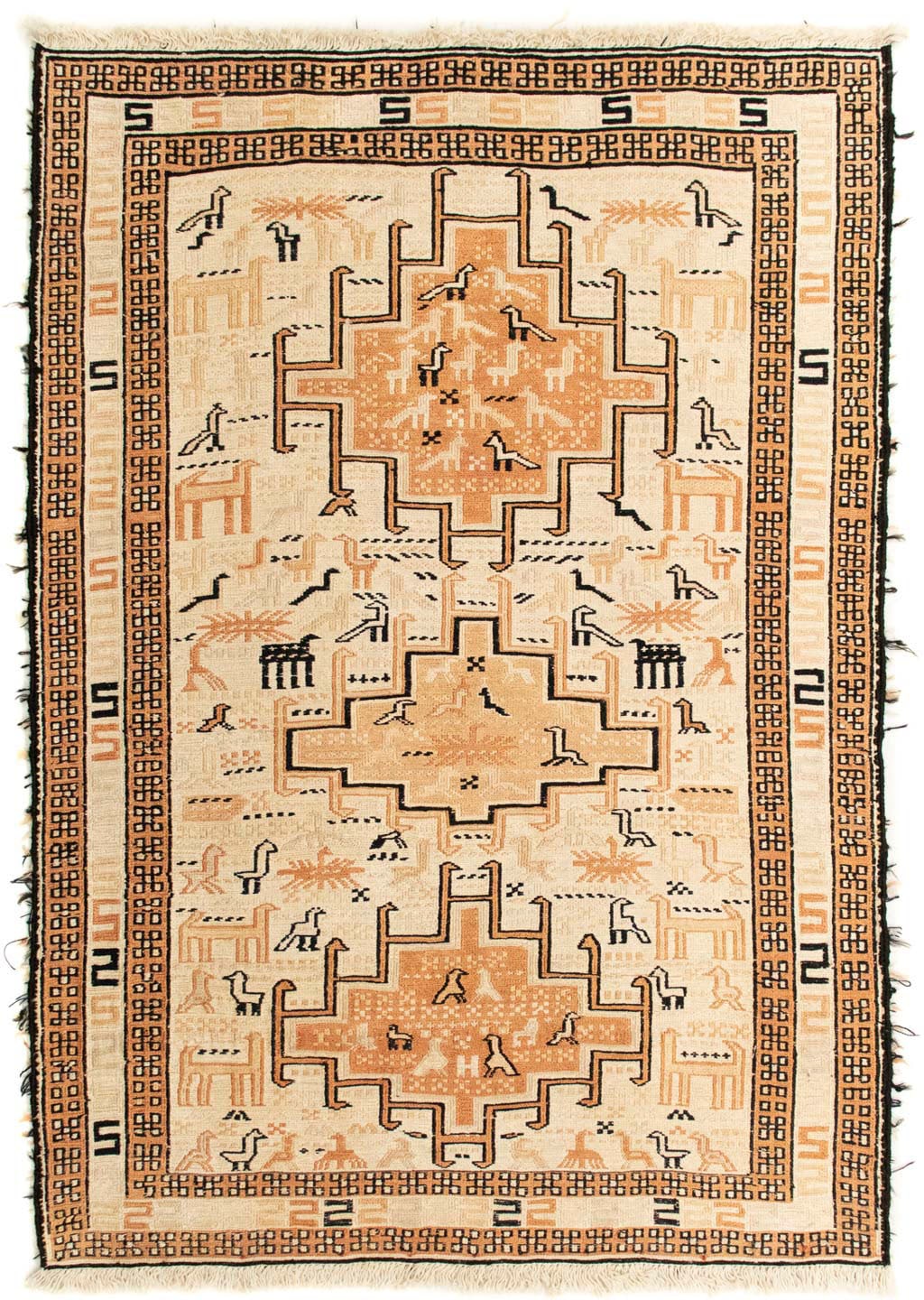 morgenland Wollteppich »Kelim - Oriental - 100 x 71 cm - beige«, rechteckig, Wohnzimmer, Einzelstück