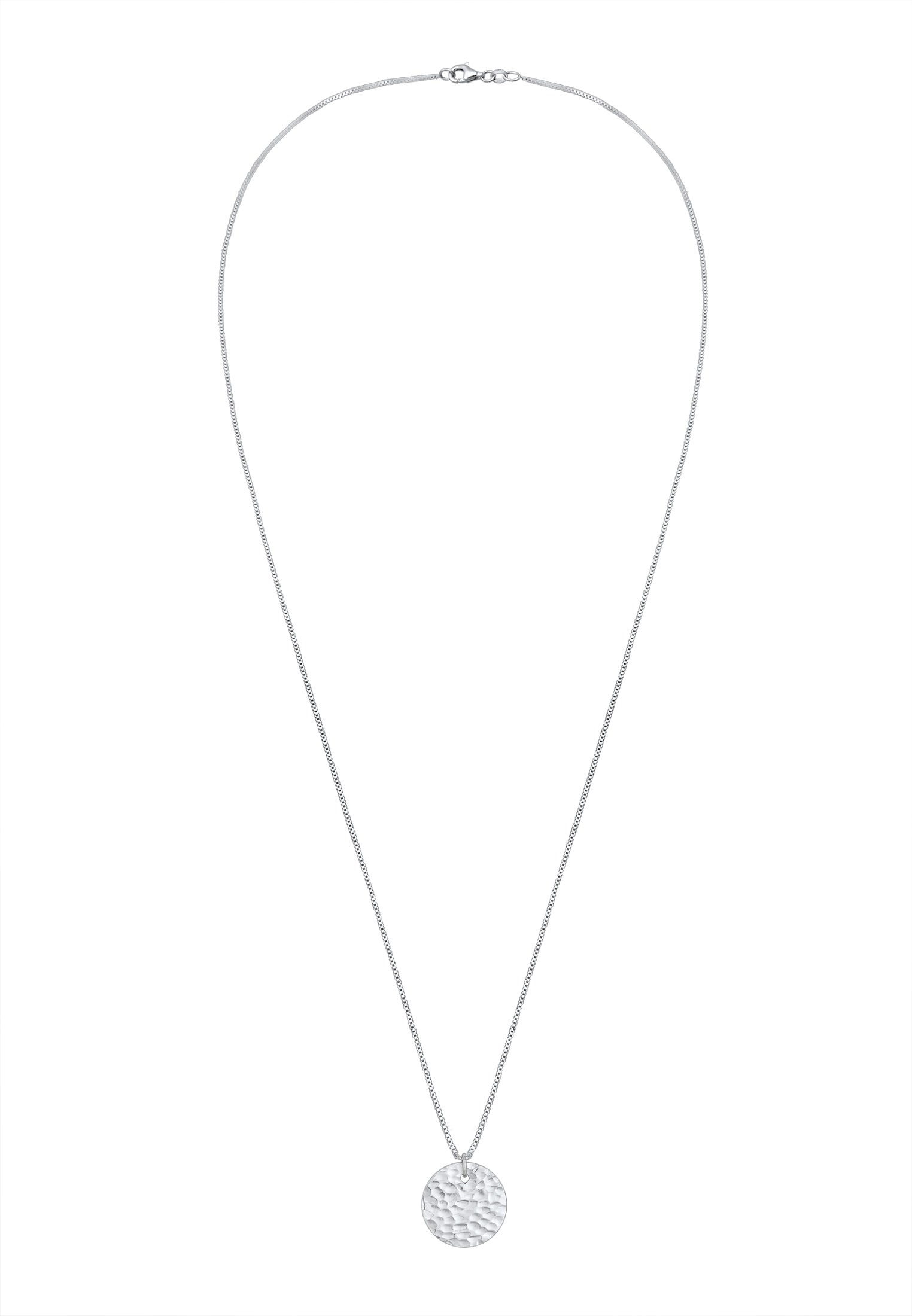 Elli Lange Kette »Halskette Plättchen Kreis Rund Gehämmert 925 Silber«