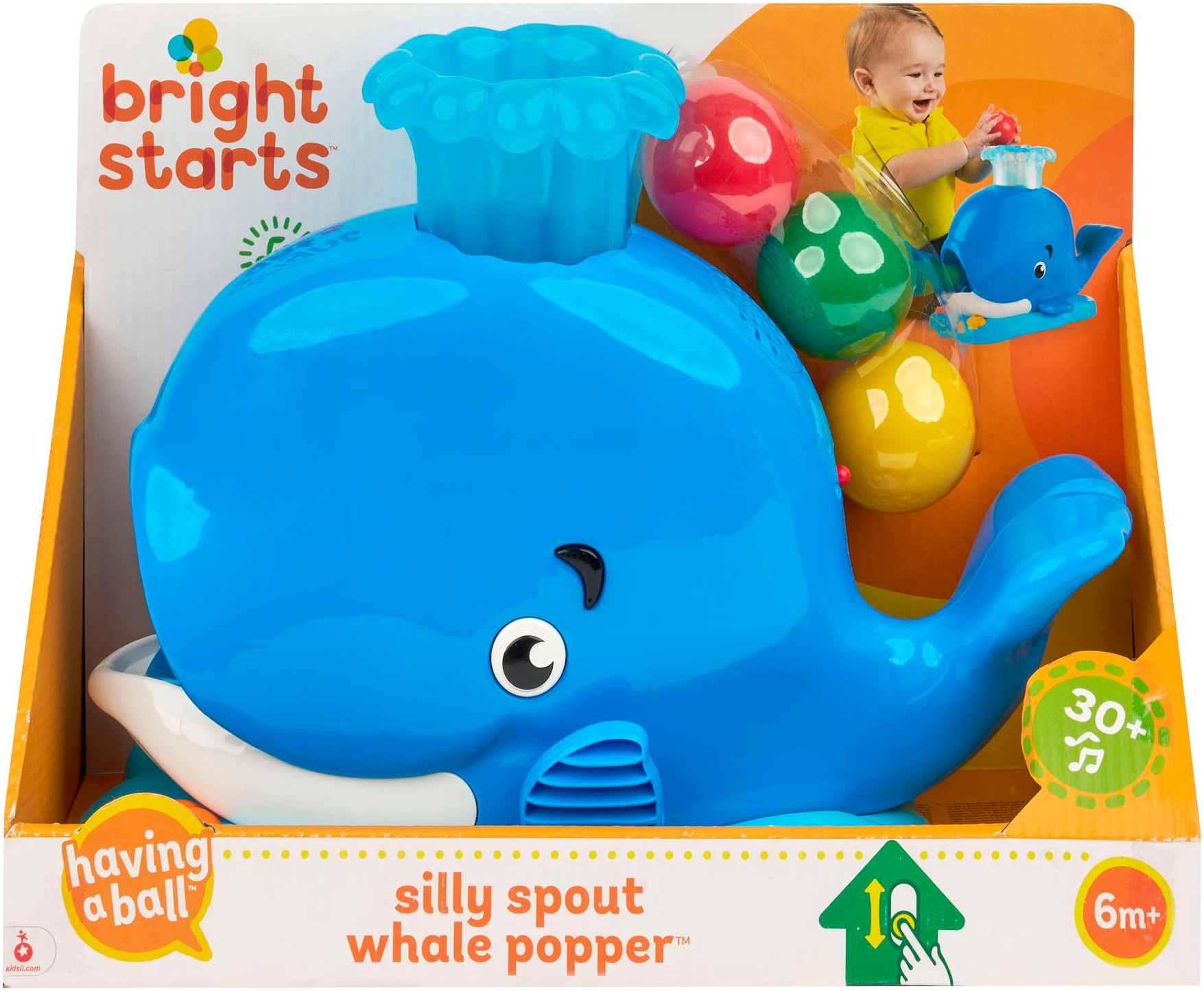 Bright Starts Lernspielzeug »Silly Spout Whale Popper™«, mit Licht und Sound