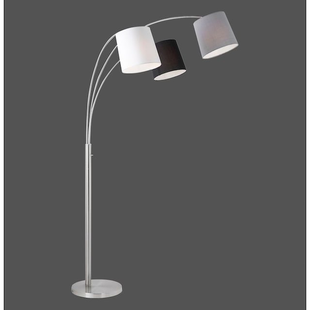 Leuchten Direkt Stehlampe »MELVIN«, 3 flammig-flammig, weiß, grau, schwarz,  Kippschalter an der Stehleuchte, Metall u. Stoff online bei OTTO