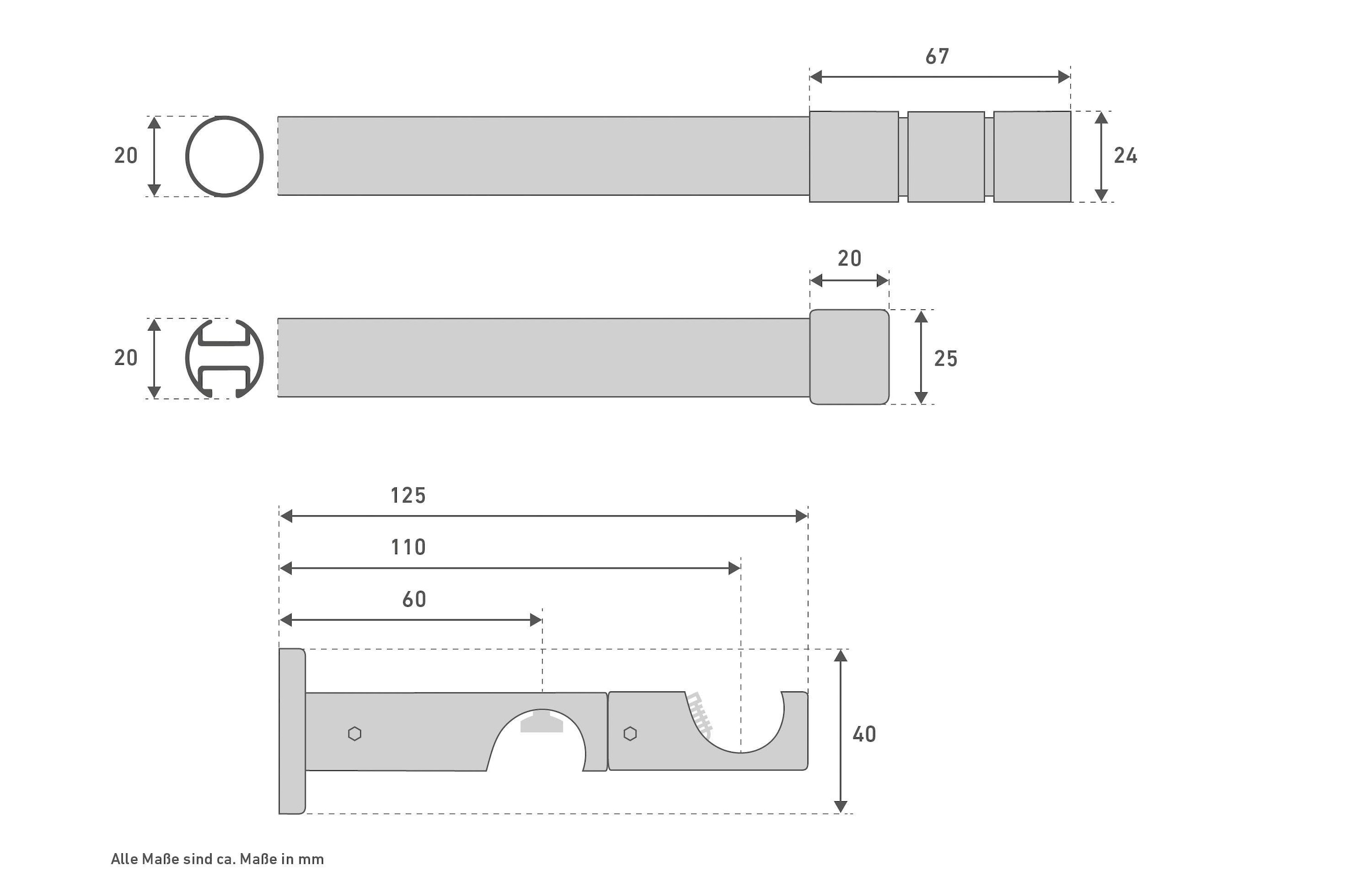 Good Life Kombi-Vorhangstange »Ranura« Ø 20 mm 2 läufig-läufig Fixmaß
