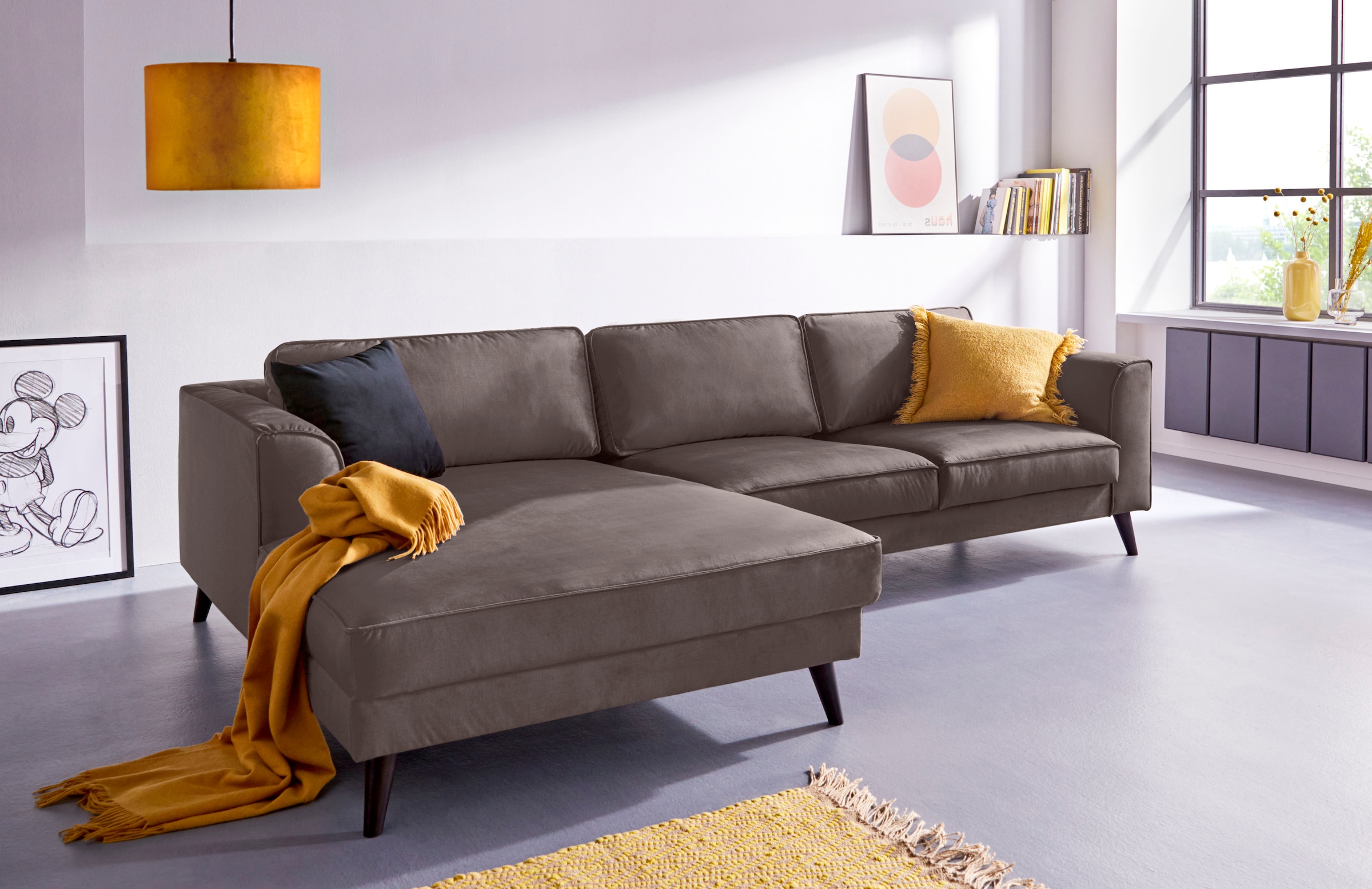 INOSIGN Ecksofa »Lumber Jack, elegant und bequem, Breite 280, hoher Fuß, L-Form«, in moderner Optik