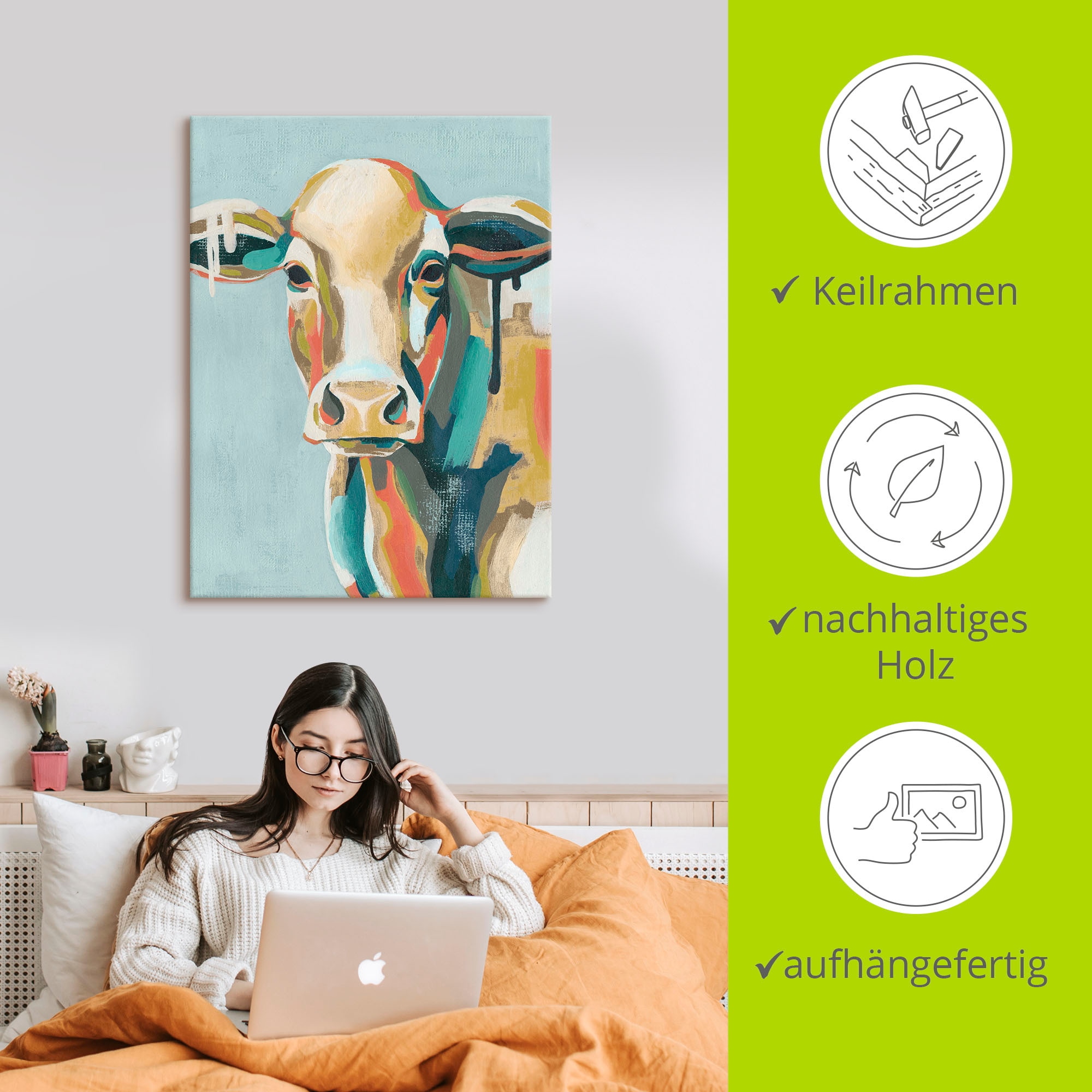 Artland Wandbild »Bunte Kühe I«, Haustiere, (1 St.), als Leinwandbild, Poster, Wandaufkleber in verschied. Größen