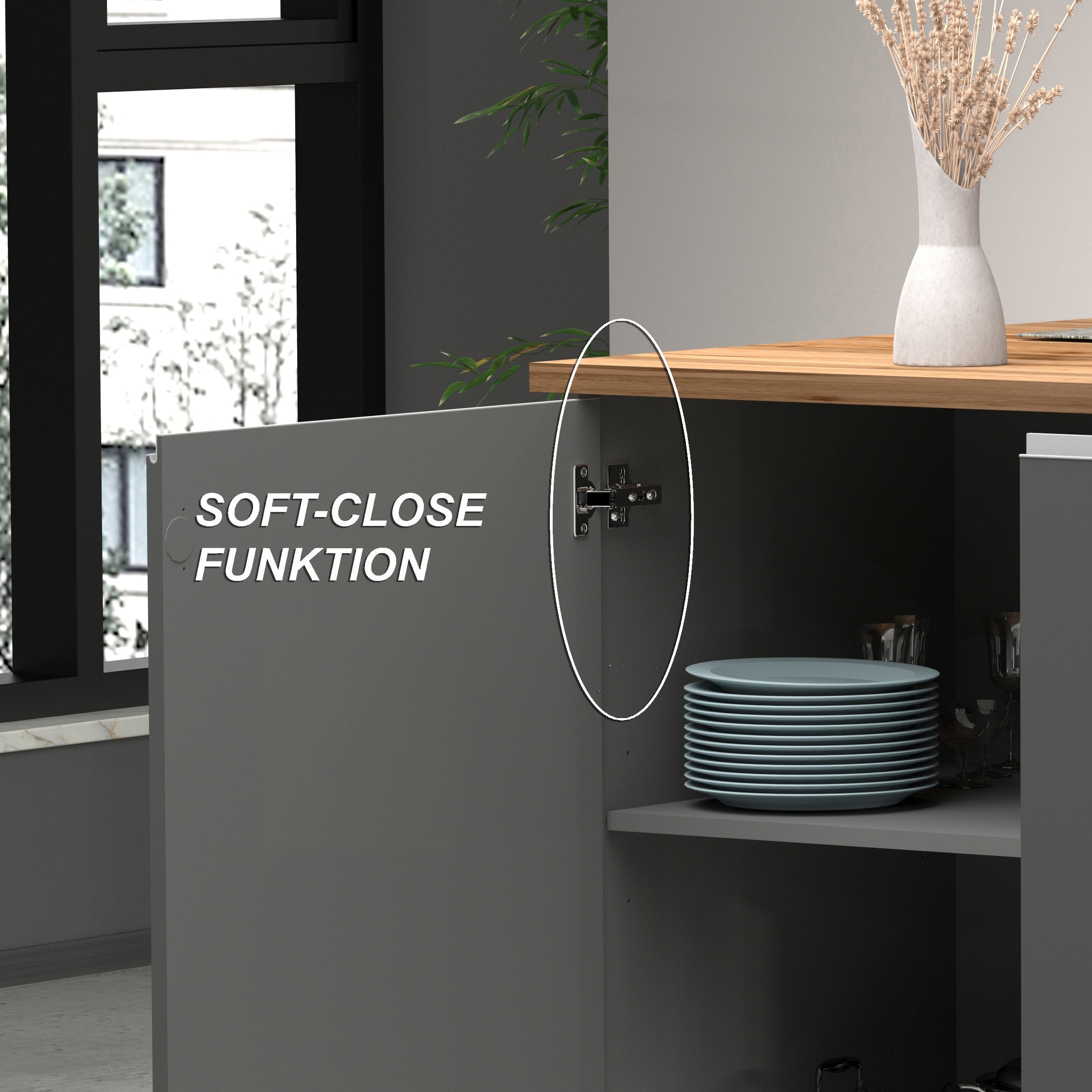 KOCHSTATION Kücheninsel »Sole,Kochinsel,Küchenarbeitsblock,Inselküche,Arbeitsinsel« Breite 160 cm mit 2 Türen,4 Fächer, Arbeitsplatte, Aluminiumgriff