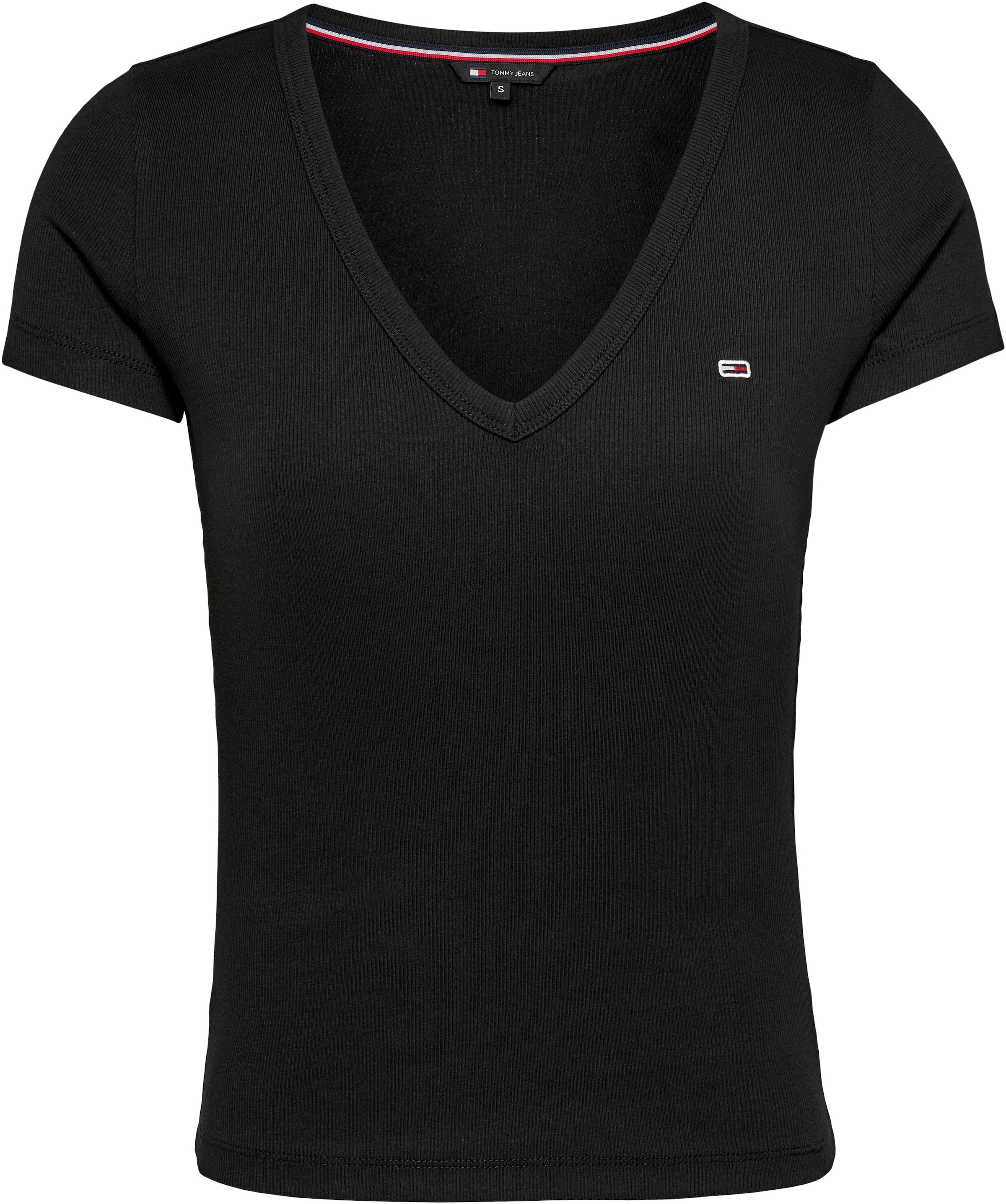 Tommy Jeans T-Shirt »TJW SLIM ESSENTIAL RIB V SS«, mit Logostickerei