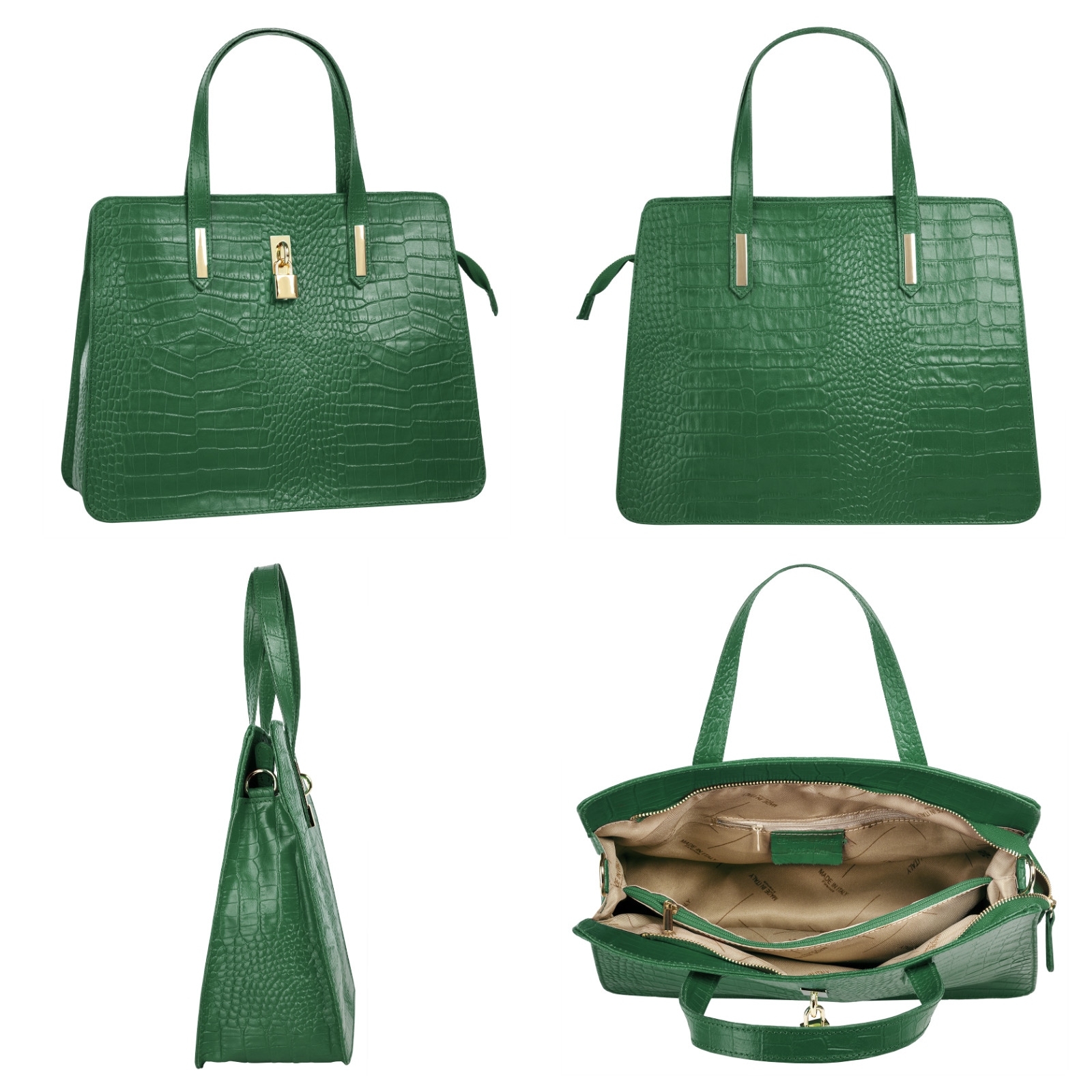 Cluty Henkeltasche, echt Leder, Made in Italy