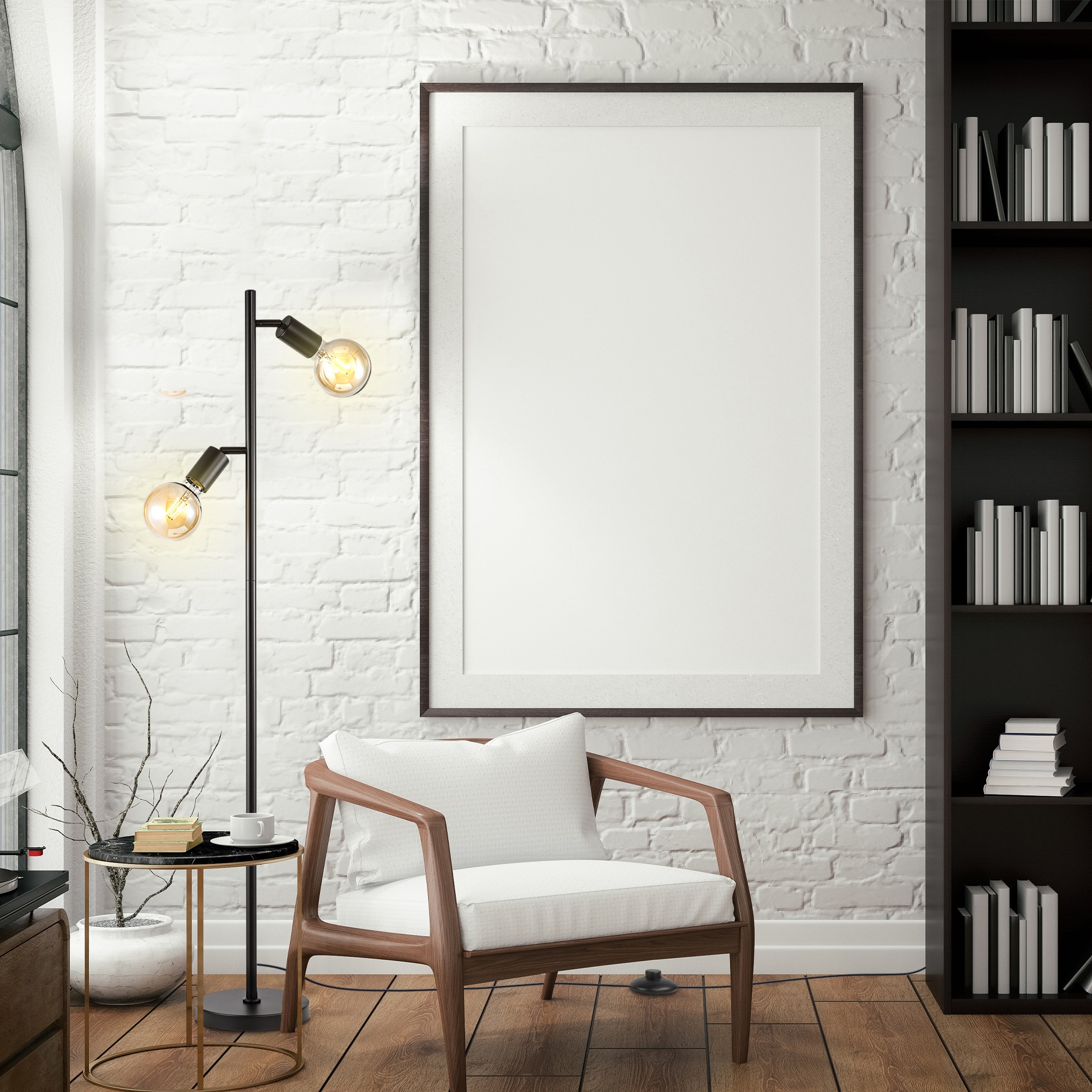 B.K.Licht Stehlampe, 2 flammig, Leuchtmittel E27 | ohne Leuchtmittel, Stehleuchte, 2-flammig, E27, schwenkbar, Retro, Fußschalter, Metall