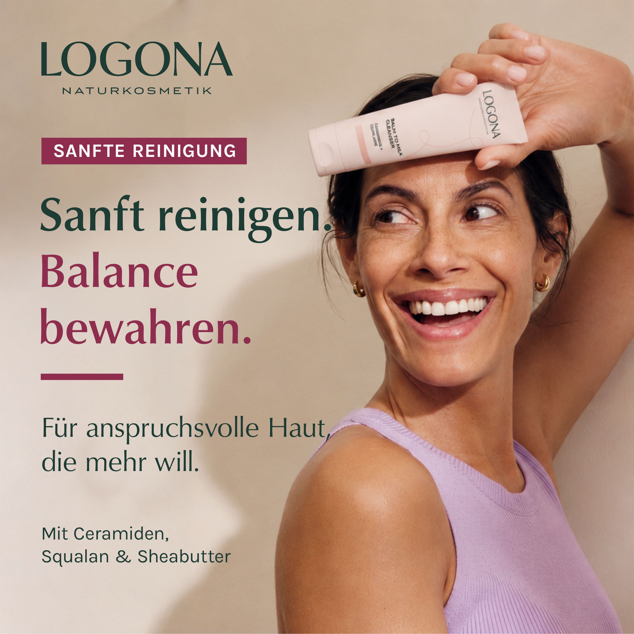 LOGONA Gesichtsreinigungsgel »BALM TO MILK CLEANSER« Balm-to-Milk-Textur, für Gesicht und Augenpartie