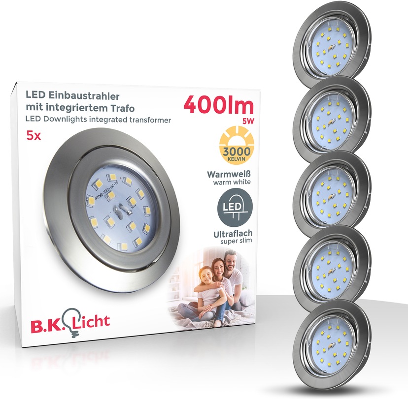 OTTO Einbaustrahler, Einbauspots, 5er Lampen, 5 Online LED B.K.Licht Shop 230V, im ultra-flach, Einbauleuchte, flammig-flammig, Set
