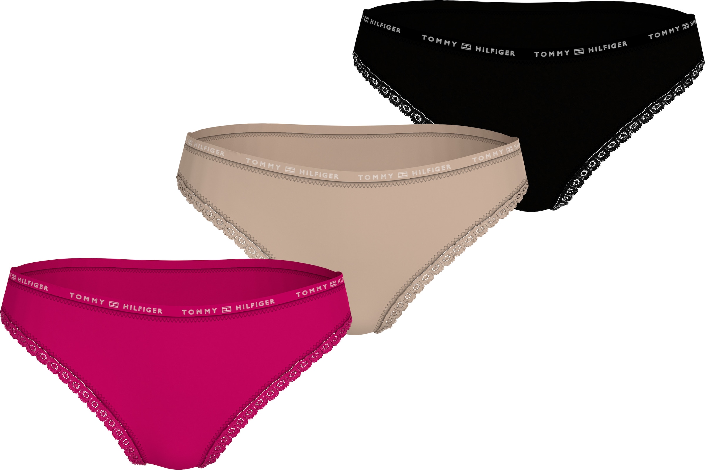 Tommy Hilfiger Underwear Bikinislip »3 PACK LACE BIKINI«, (Packung, 3 St., 3er), mit Spitzenkante, Logoschriftzug