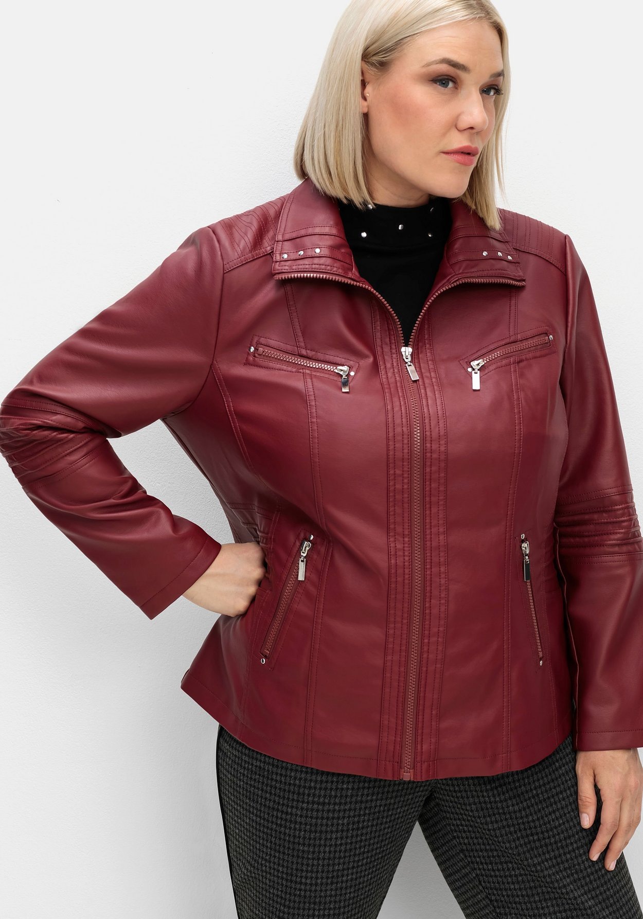 Sheego Lederimitatjacke »Bikerjacke im Bikerlook«