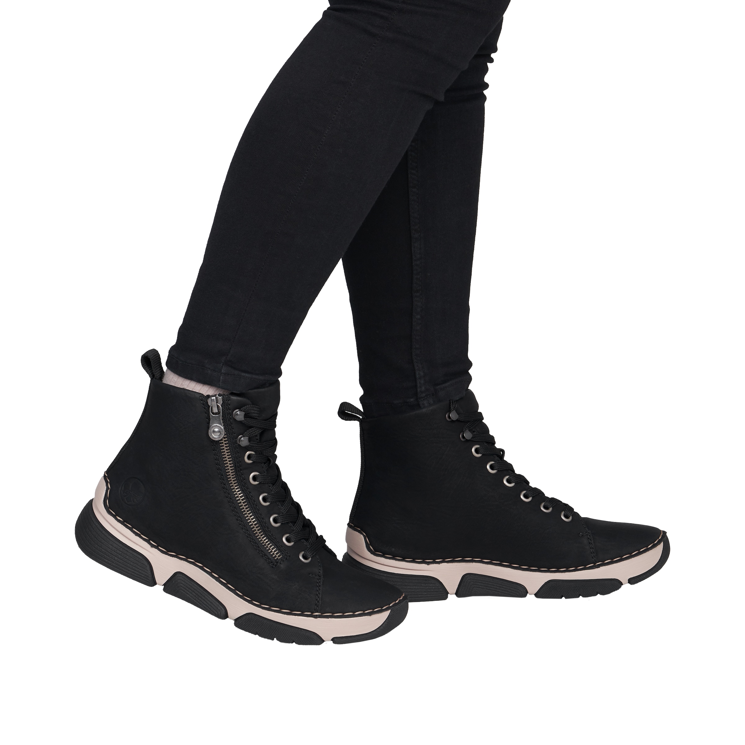 Rieker Sneaker  Freizeitschuh, Halbschuh, Schnürschuh mit Kontraststeppung