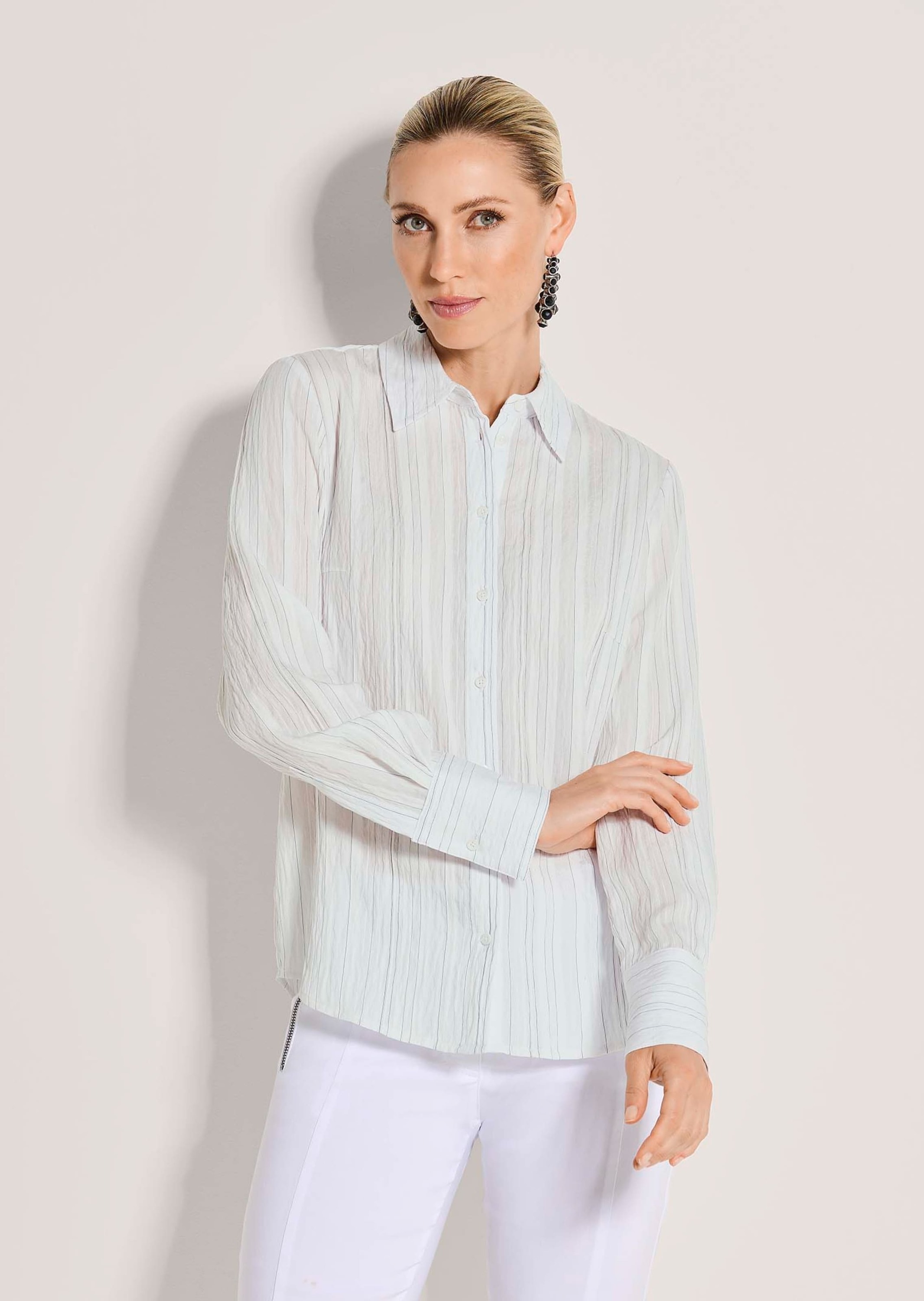 MADELEINE Hemdbluse »Hemdbluse Viskosebluse mit Streifenmuster« Hemdbluse mut Rückepasse