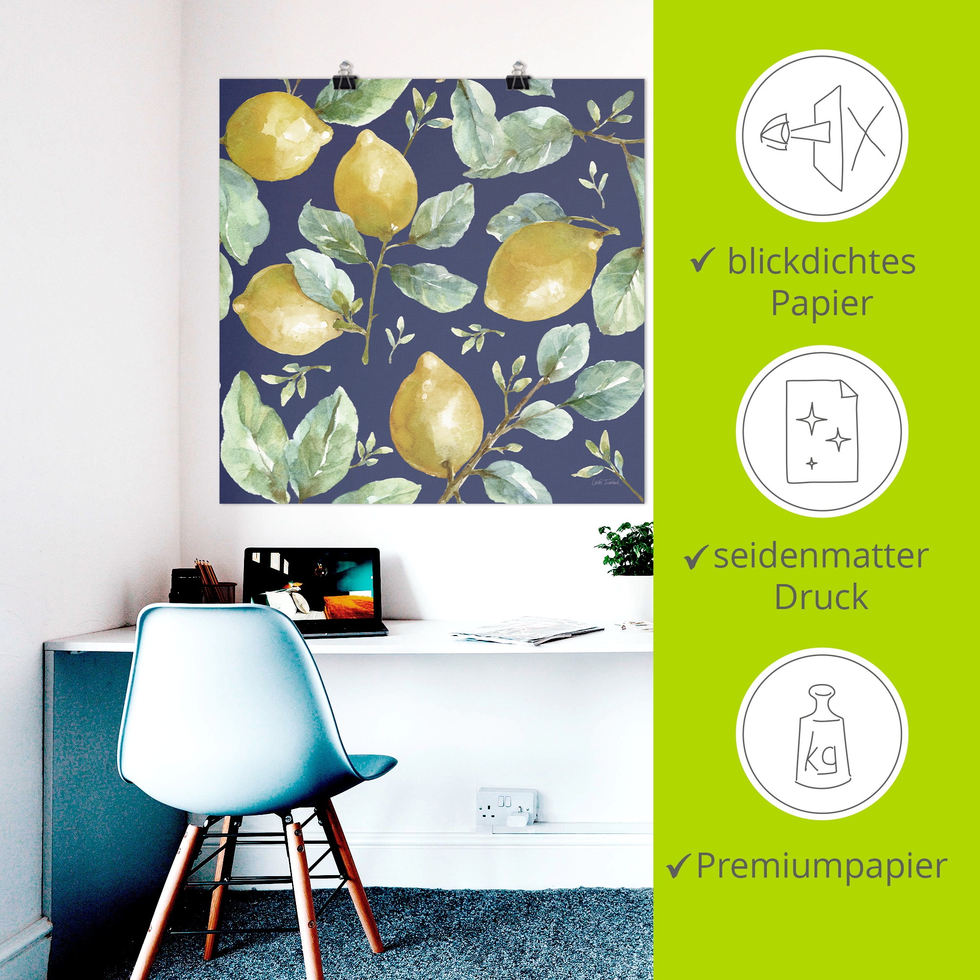 Artland Wandbild »Le Citron Pattern IB« Pflanzenbilder 1 Stk. tlg. als Alubild, Leinwandbild, Poster, Wandaufkleber in verschied. Größen