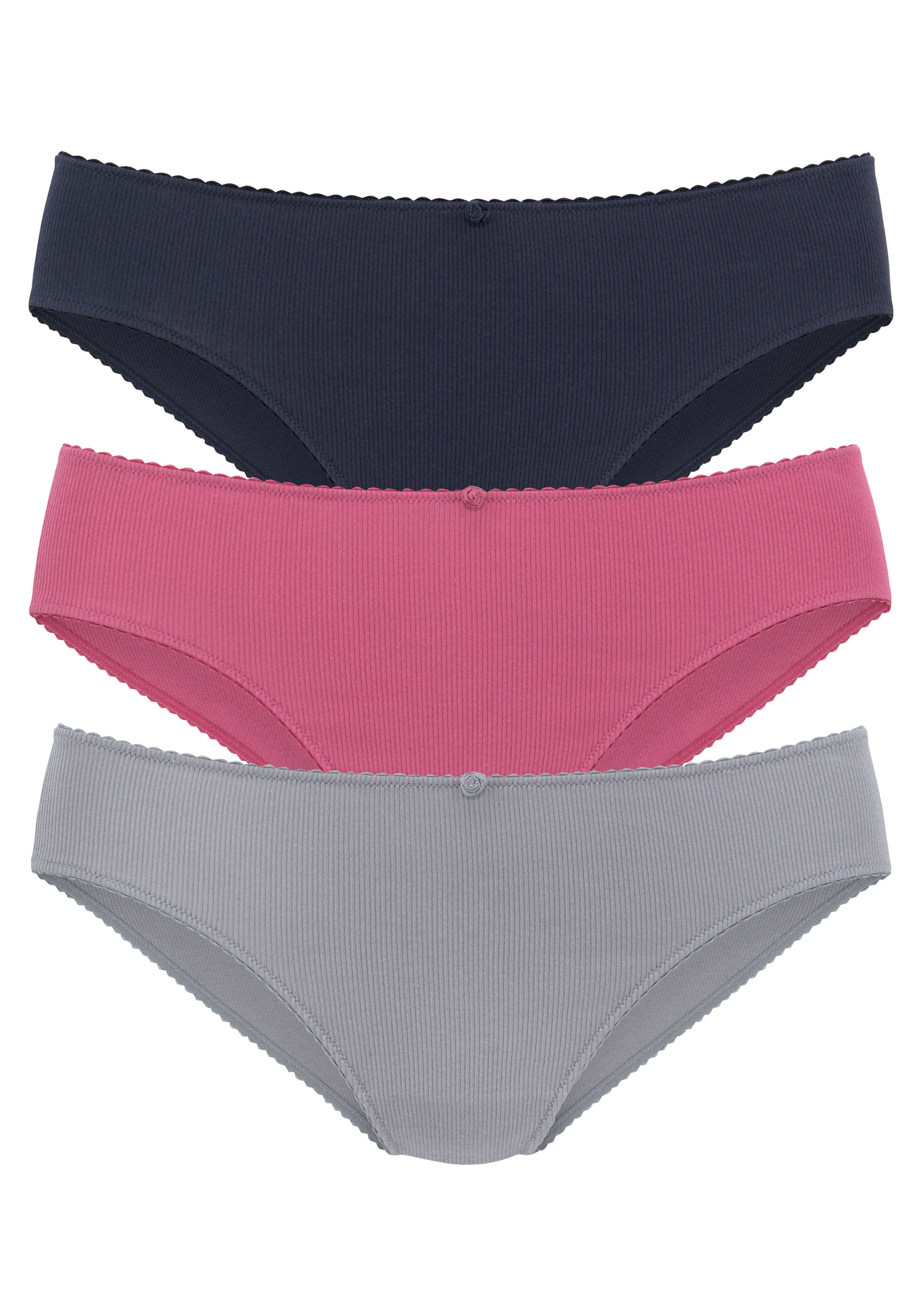 Vivance Jazz-Pants Slips, (3er-Pack), aus weicher Rippware, mit zartem ...