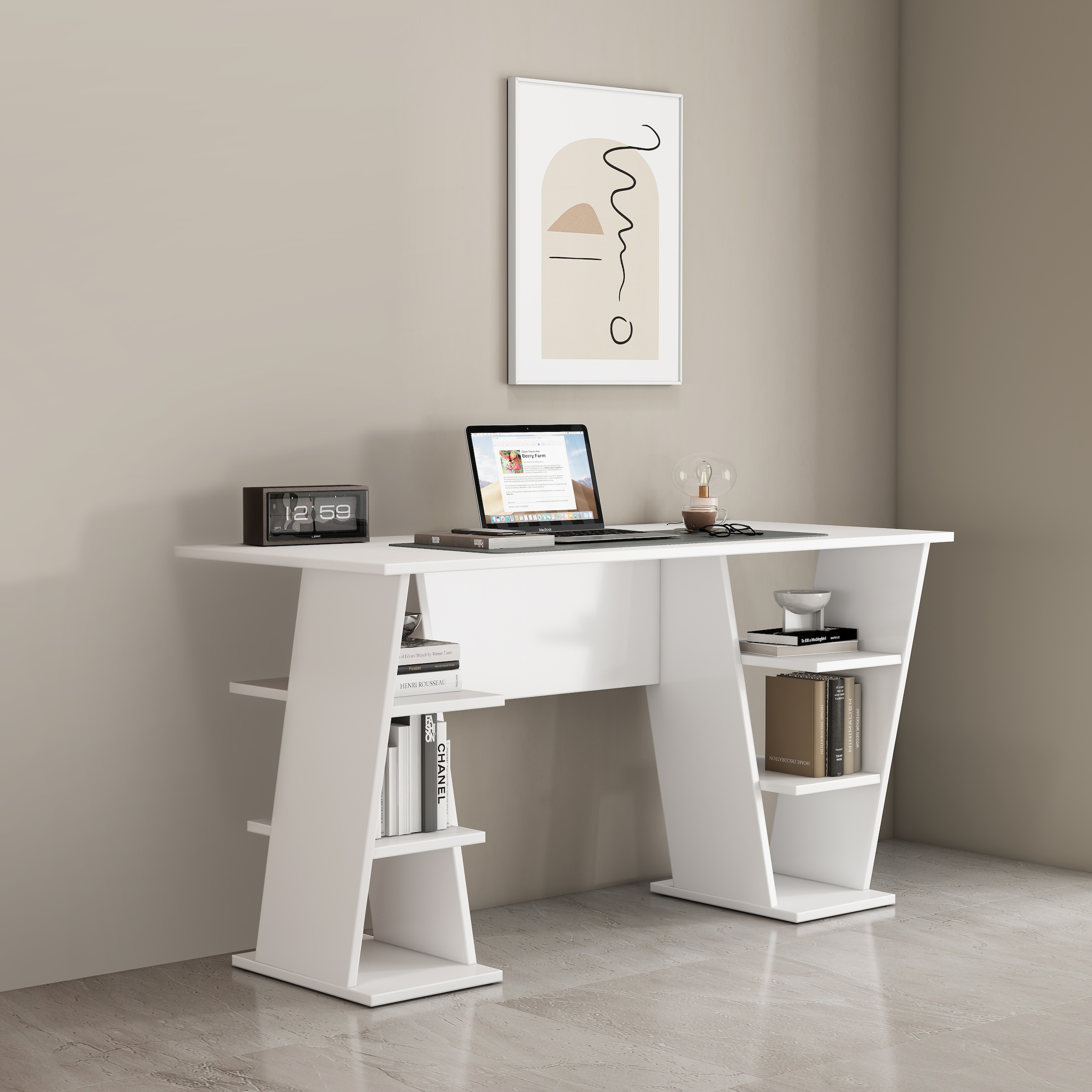 OTTO home Schreibtisch »Ezzell« Set,  Regalschreibtisch mit Ablagen, modernes Design, Breite 137 cm