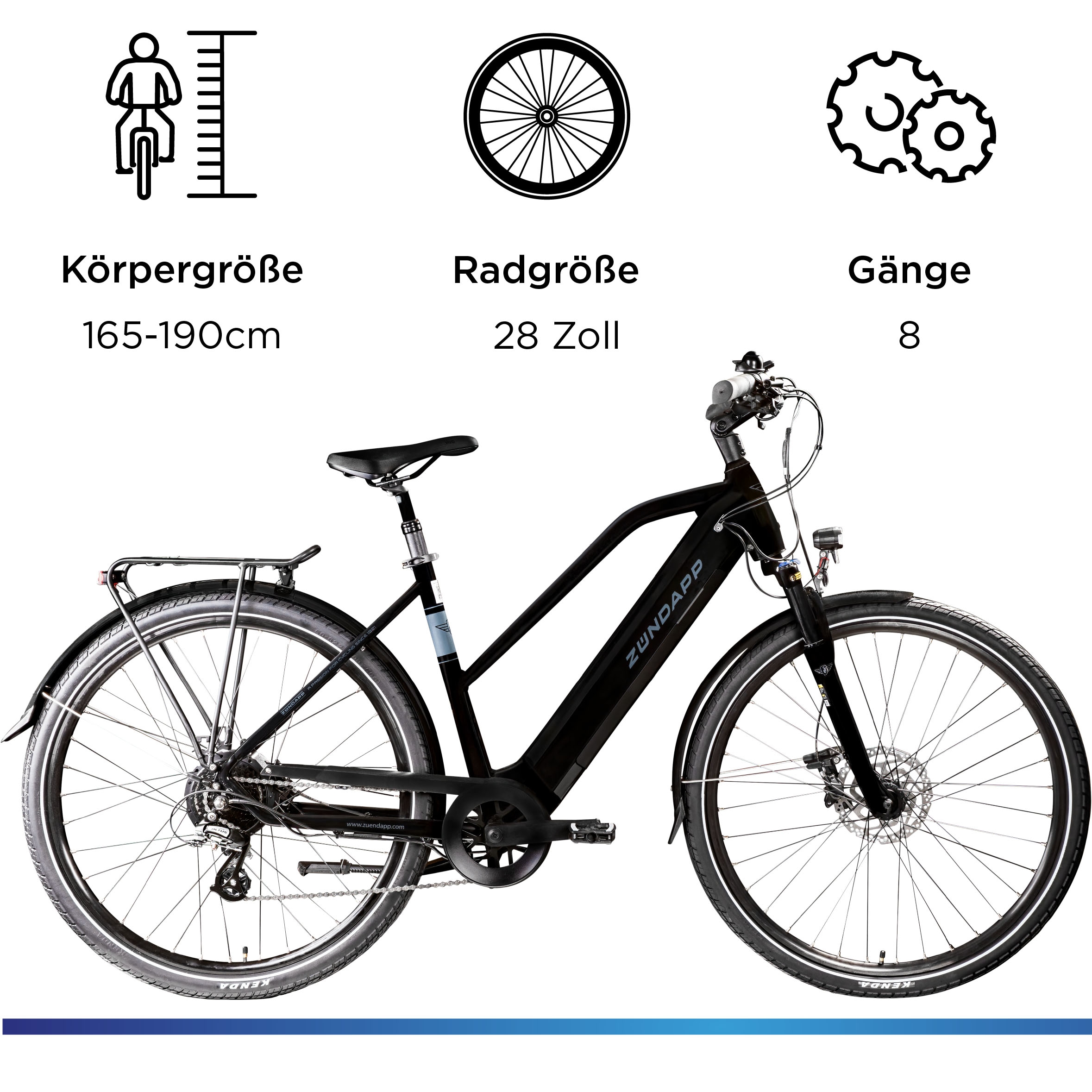 Zündapp »Z810« 24 Gang Shimano Altus RD-M310 Schaltwerk Kettenschaltung Heckmotor 250 W Pedelec, Elektrofahrrad für Damen
