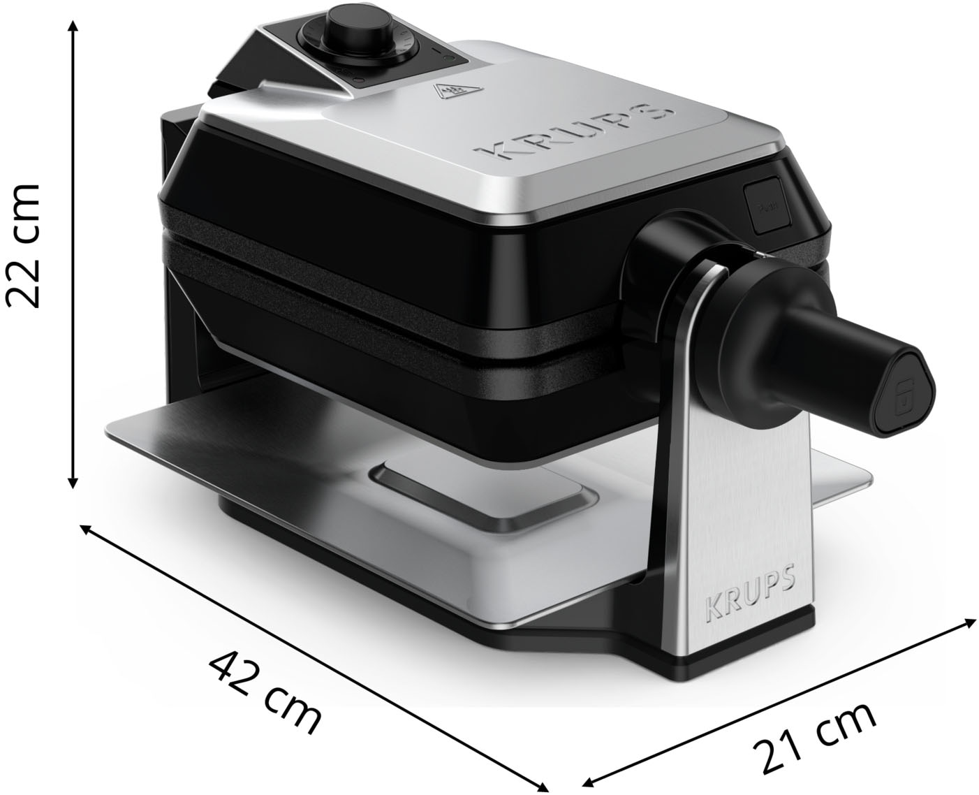 Krups Waffeleisen »Professional, für 2 dicke Waffeln, spülmaschinengeeignete Platten«, 1200 W, 7 Bräunungsstufen und Vorheizfunkion, drehbar, Auffangschale, FDD95D