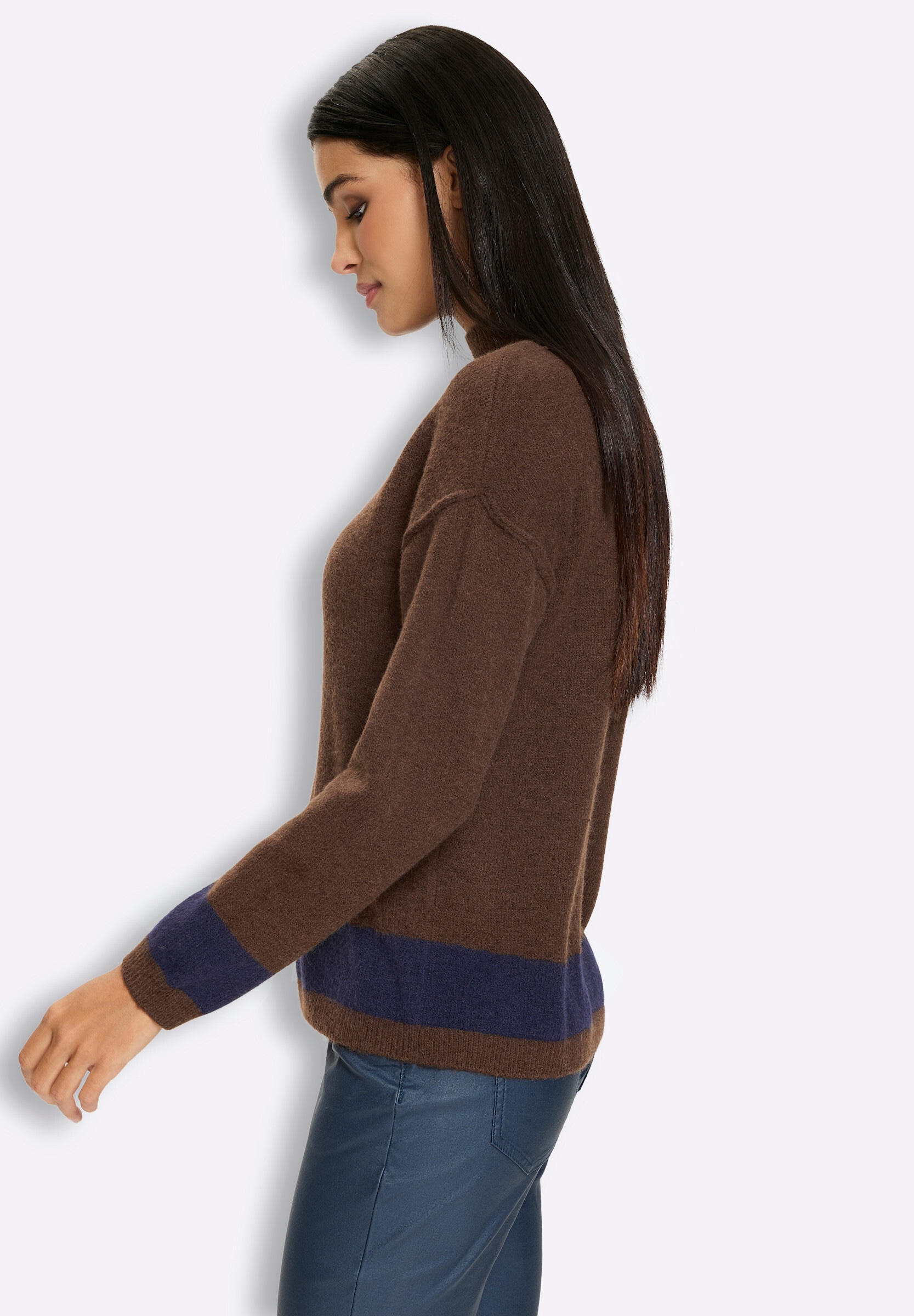 heine Strickpullover »Pullover Stehkragenpullover mit schrägem Saum«