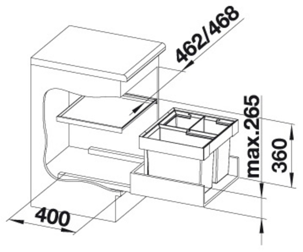 Blanco Mülltrennsystem »Flexon II 50/3« 3 Behälter Kunststoff, Stahlblech, 500 mm Untermass