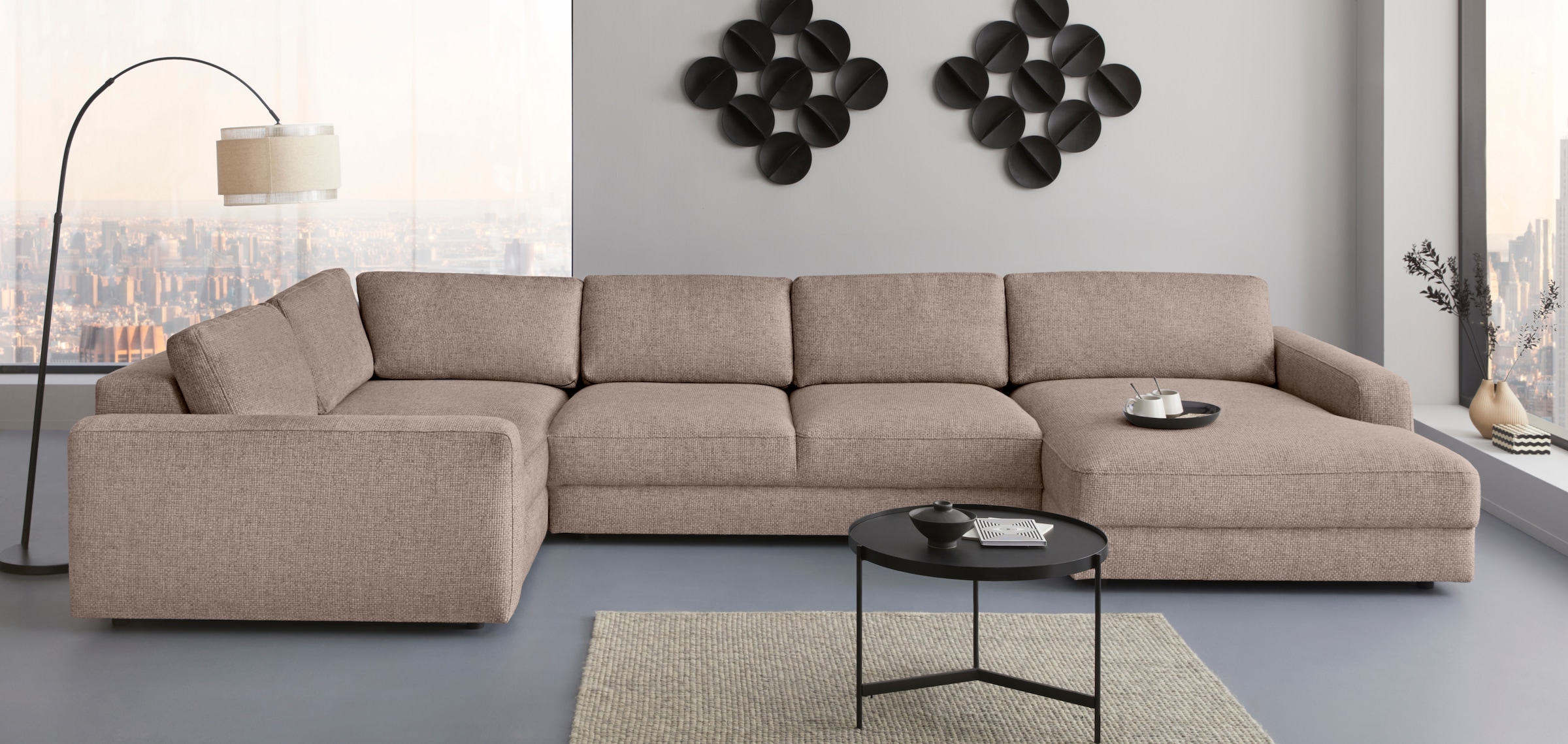 Places of Style Sofa-Mittelelement »Bloomfield Mega Hocker in 2 Größen«, passende Erweiterung zur Serie "Bloomfield", als Mittelelement passend