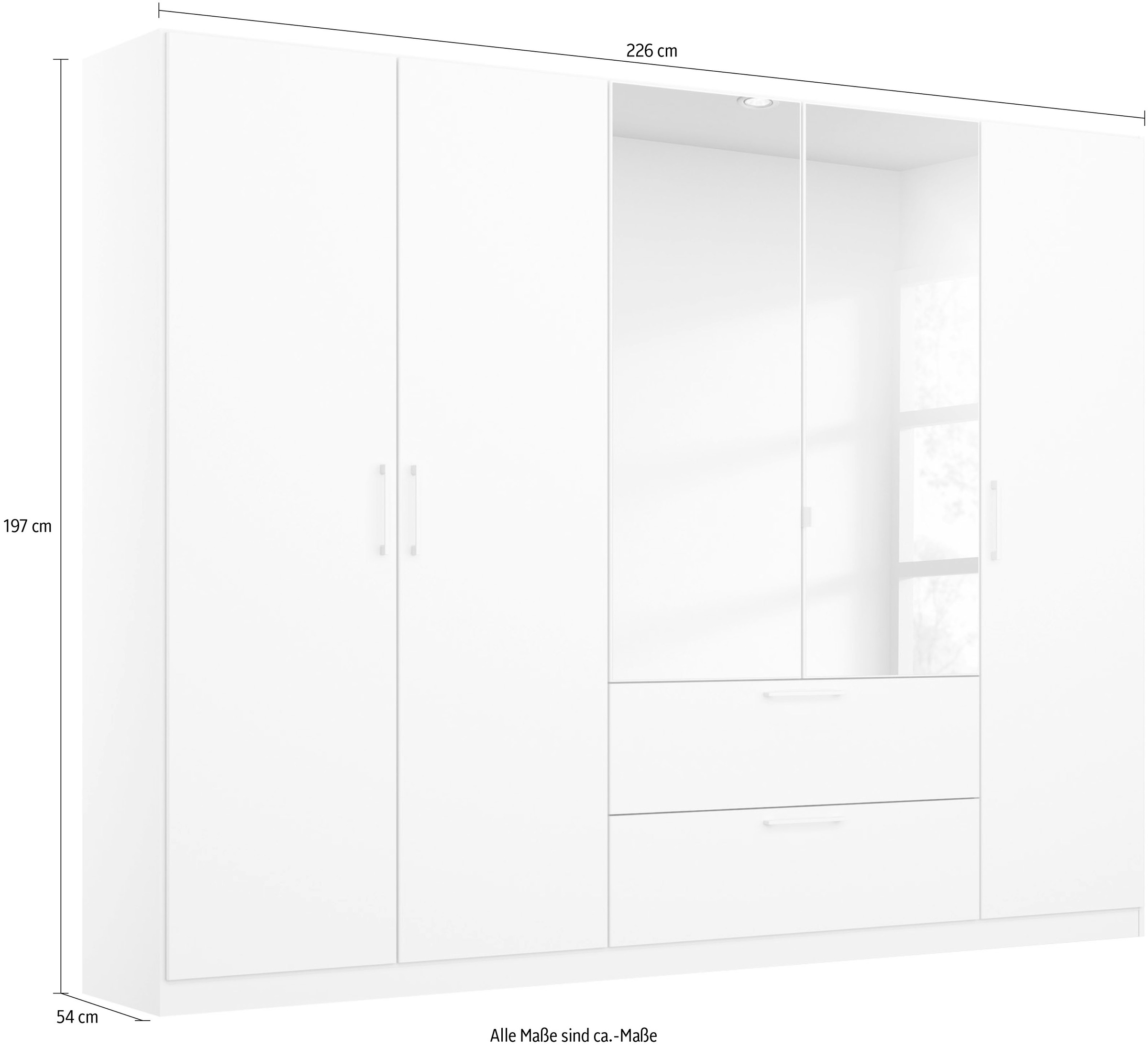 INOSIGN BY RAUCH Drehtürenschrank »Kleiderschrank Schrank Garderobe Wäscheschrank CHALLENGER«, mit Spiegeltüren und geräumigen Schubladen MADE IN GERMANY