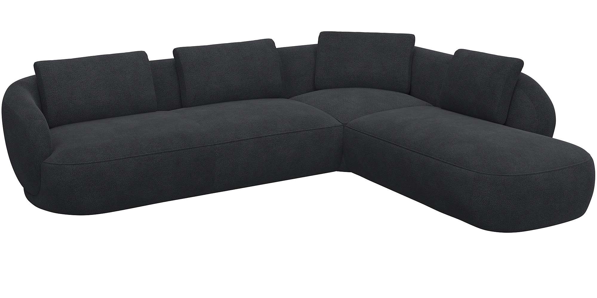 FLEXLUX Ecksofa »Torino, rund, L-Form, Sofa-Ecke mit Ottomane«, Modernes, organisches Sofa-Design, Kaltschaum, Wellenunterfederung