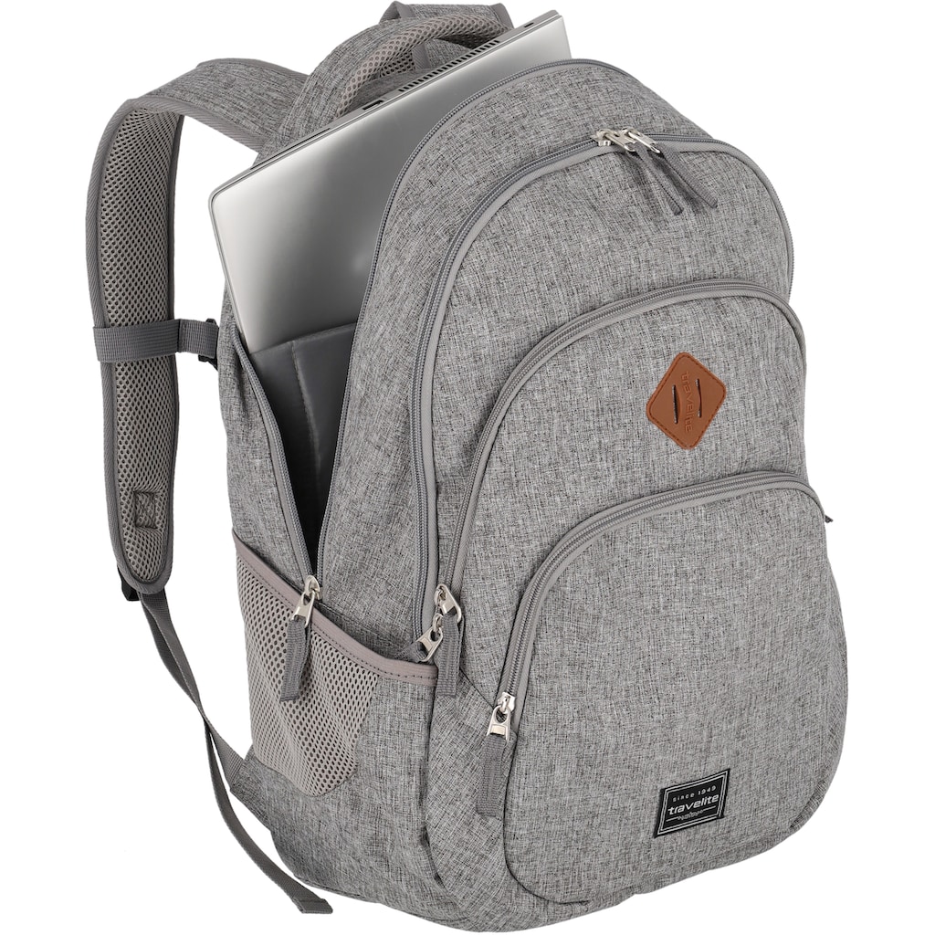 travelite Laptoprucksack »Basics Melange, hellgrau«