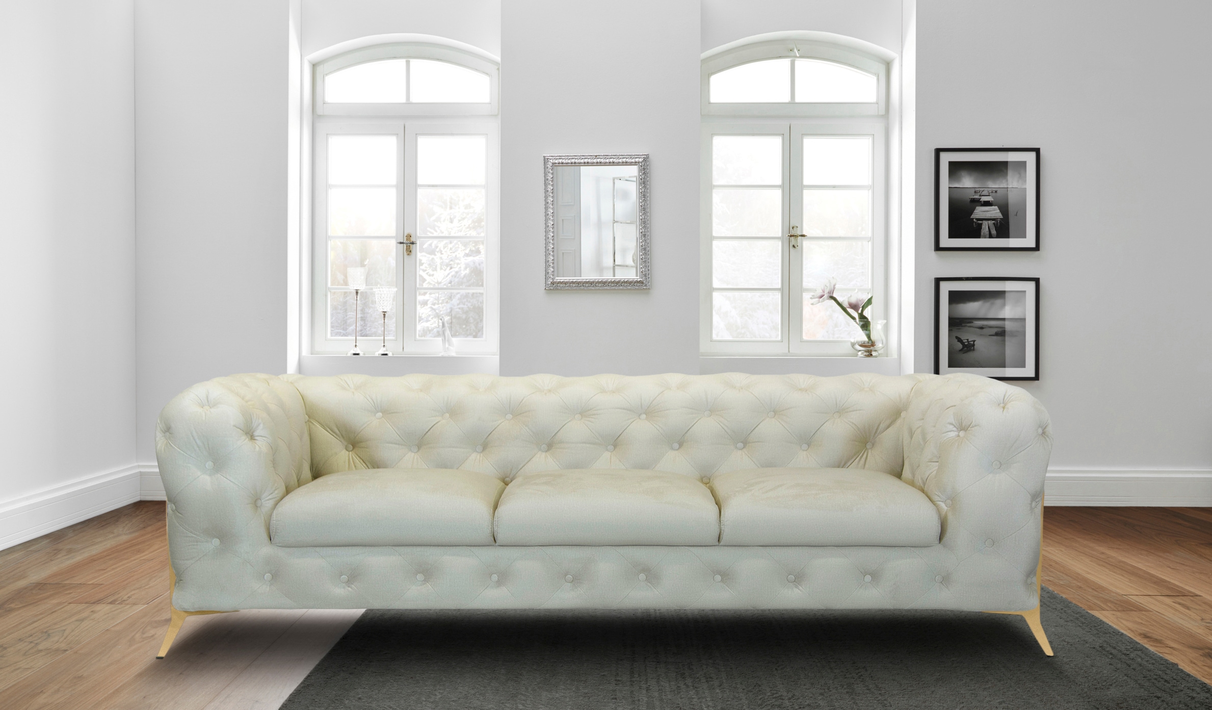 Leonique Chesterfield-Sofa »Amaury«, aufwändige Knopfheftung, moderne Chesterfield Optik, Fußfarbe wählbar