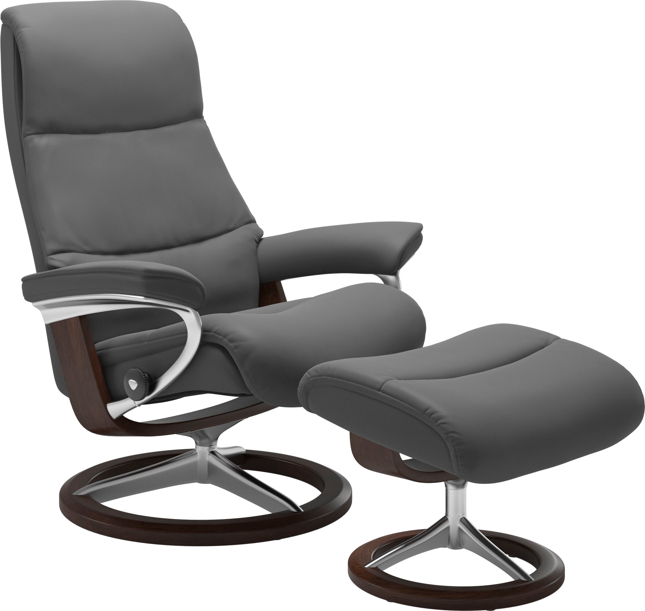 Stressless® Relaxsessel »View« Set, Relaxsessel mit Hocker,  mit Signature Base, Größe M,Gestell Braun