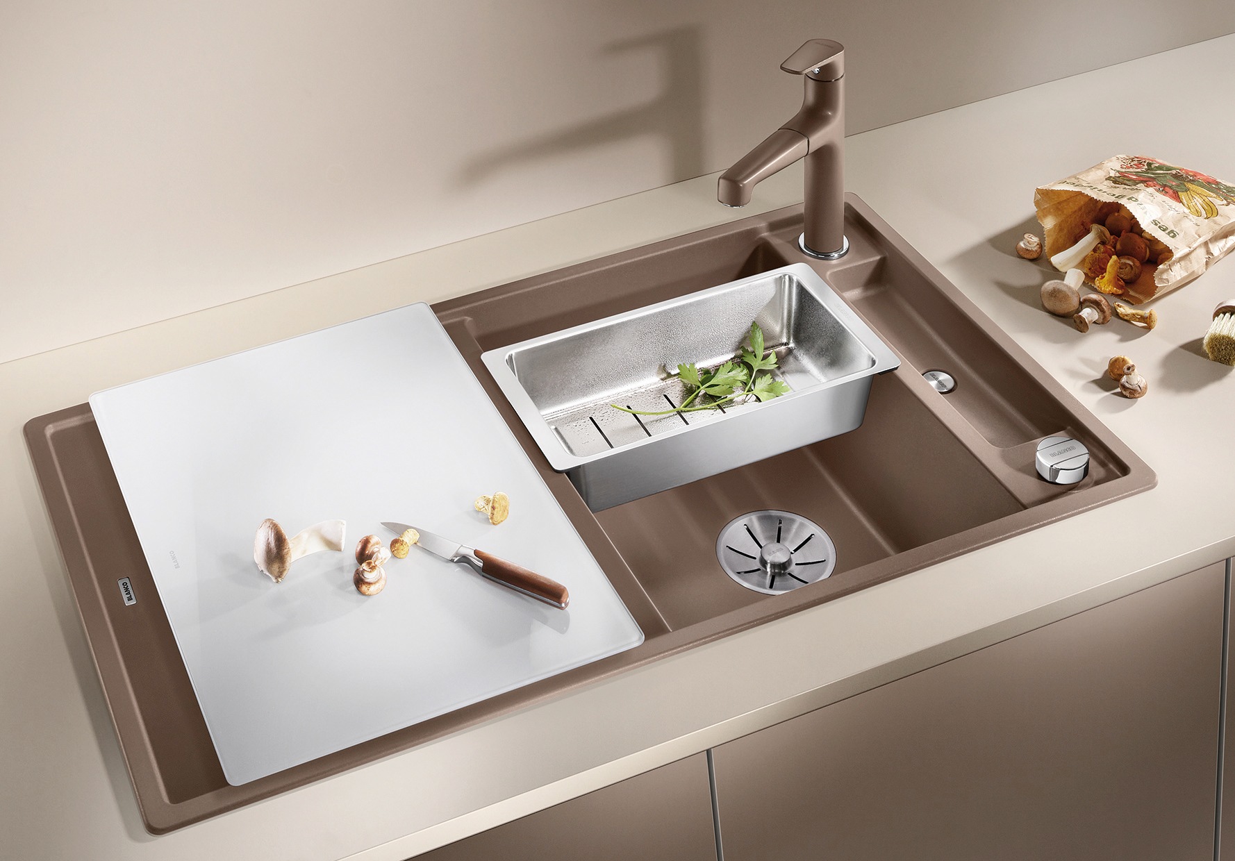 Blanco Granitspüle »AXIA III 5 S« 1 Stk. tlg. inklusive gratis Glasschneidebrett