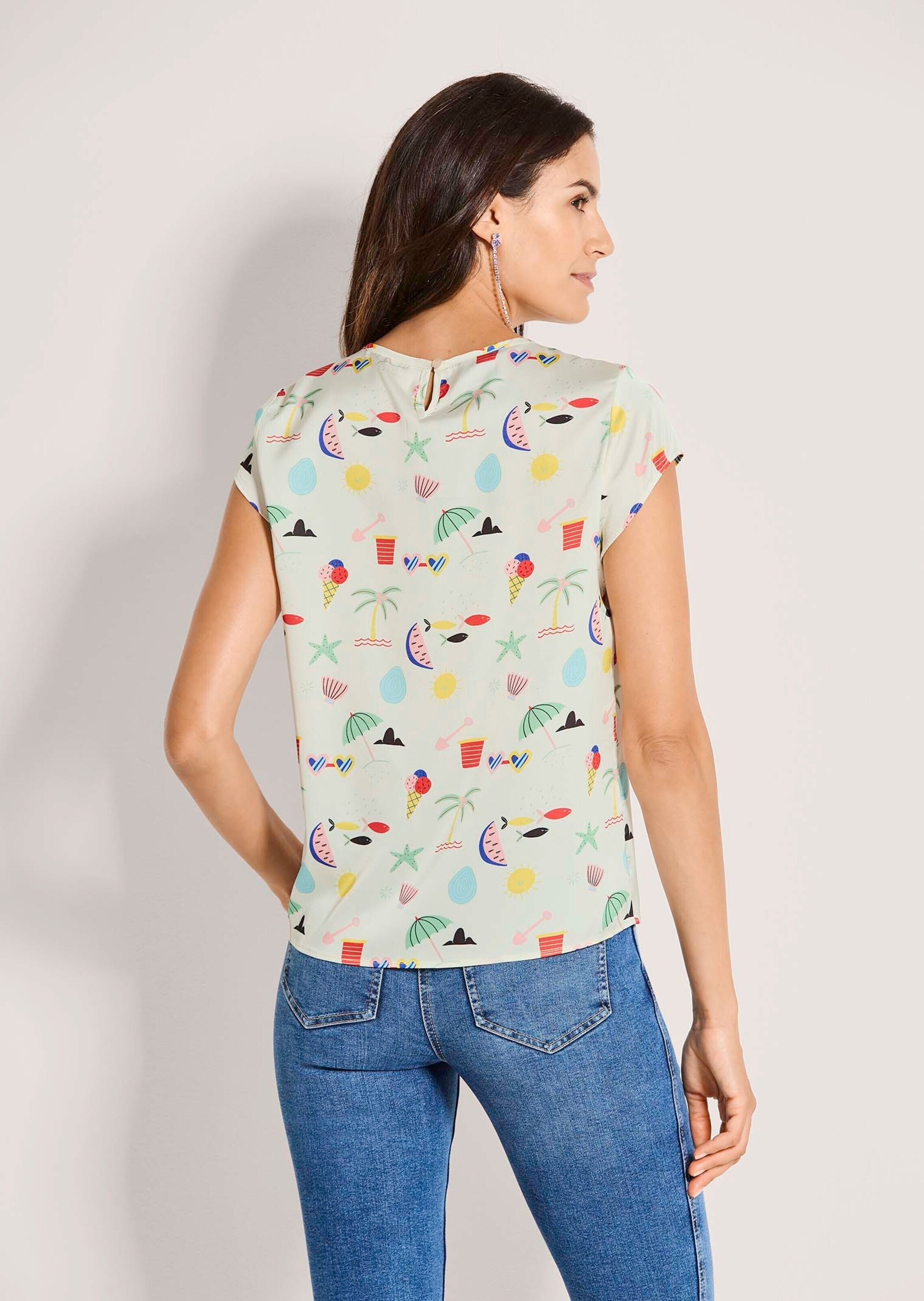 MADELEINE Shirtbluse »Blusenshirt Druckbluse mit sommerlichem Print« Nackenschliz