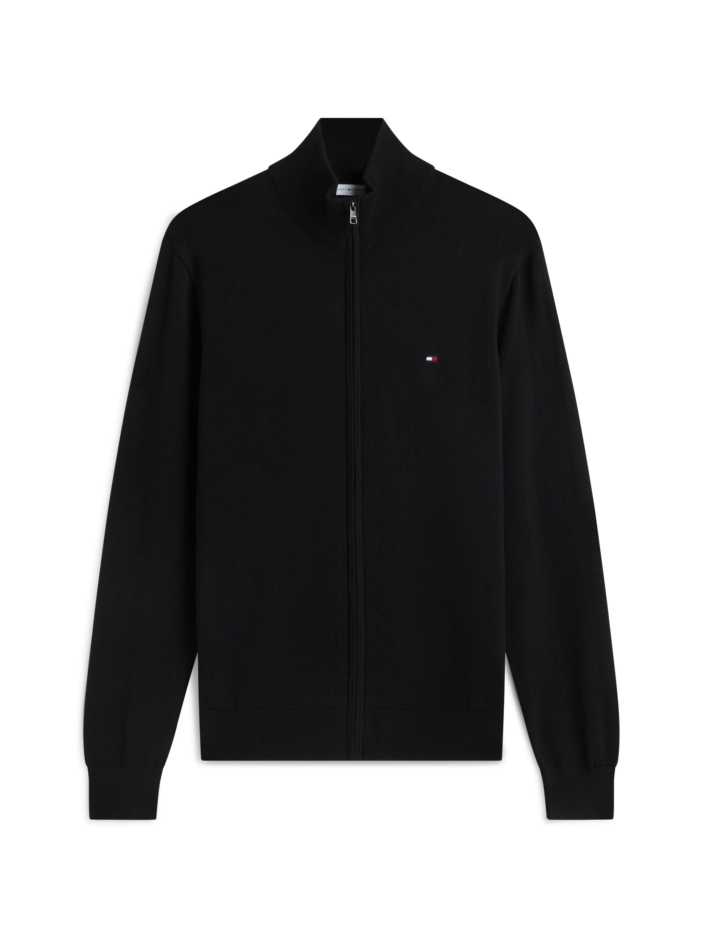 Tommy Hilfiger Strickjacke »ESSENTIAL COTTON ZIP THRU« mit Logostickerei