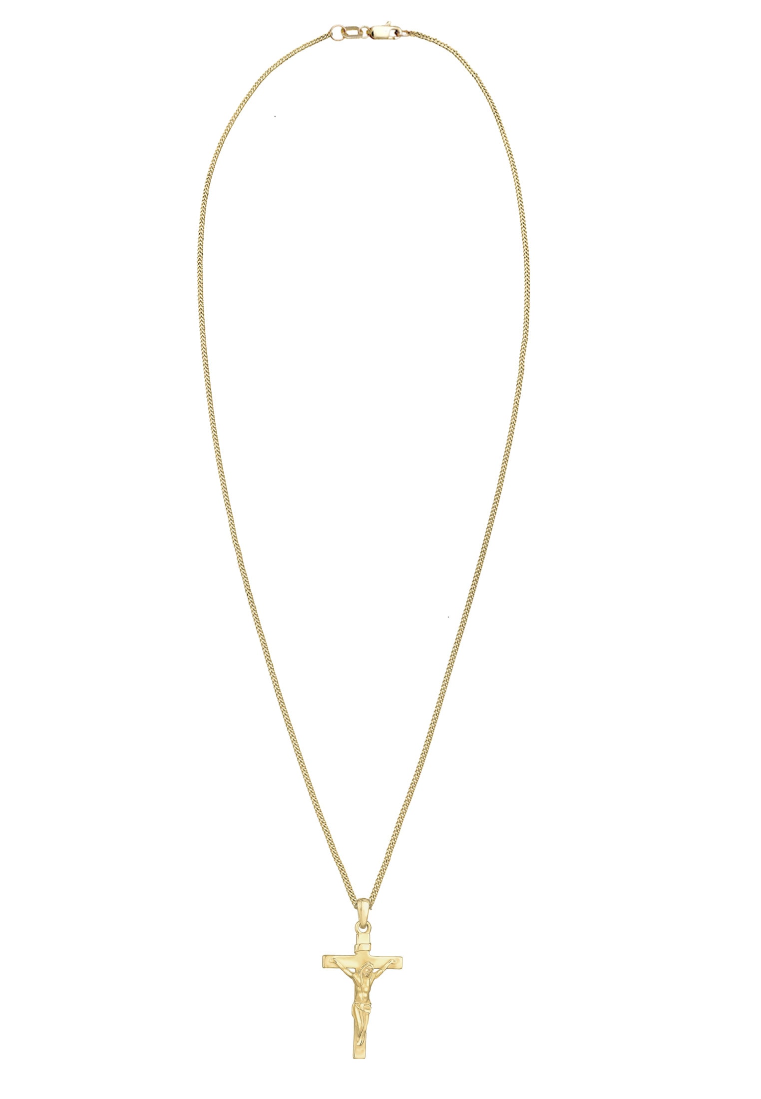 Elli Premium Kette mit Anhänger »Halskette Kreuz 375 Gelbgold«