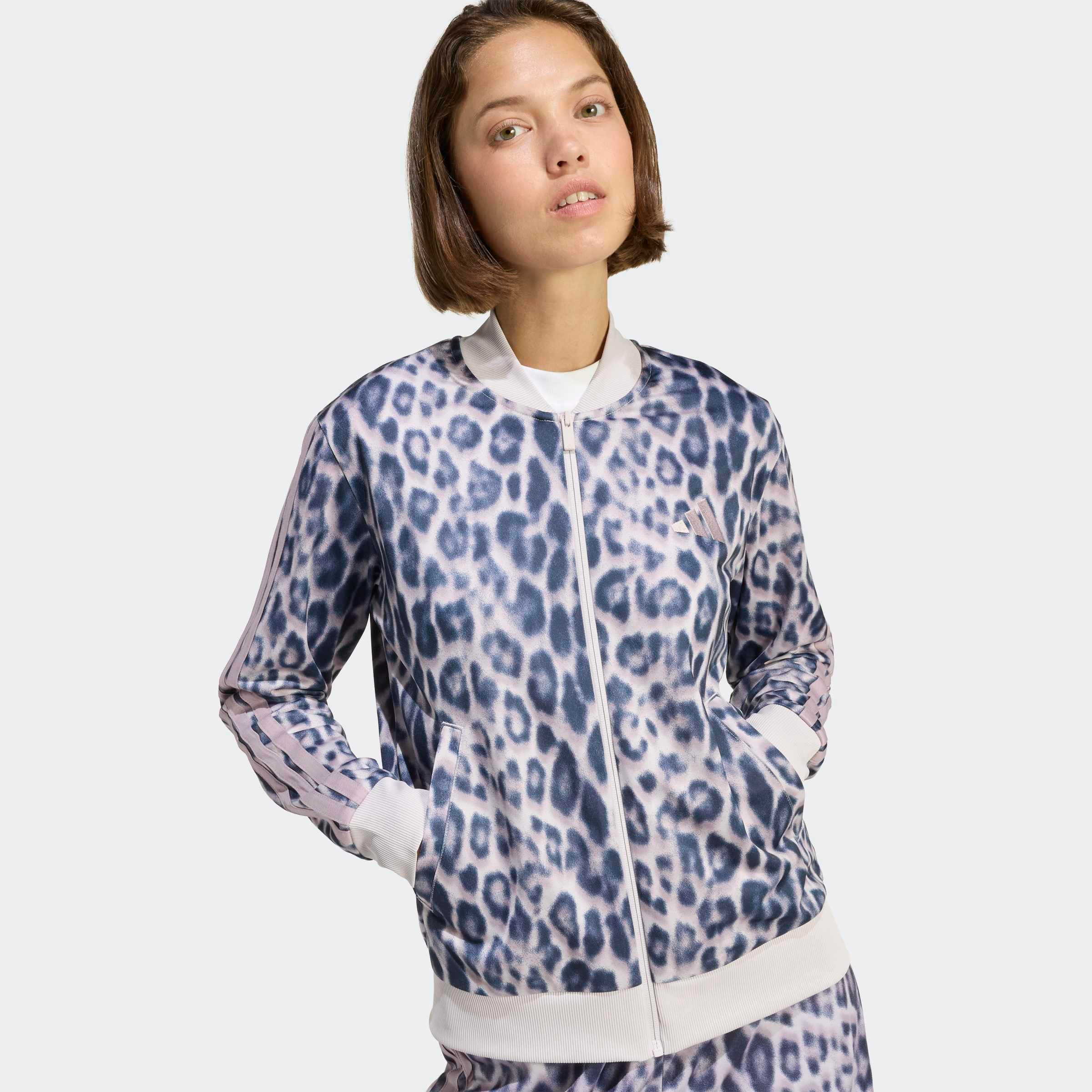 adidas Sportswear Trainingsanzug »W 3S TR TS FULL« 2 tlg. mit durchgehendem Reißverschluss, mit Stehkragen, mit Allover-Print