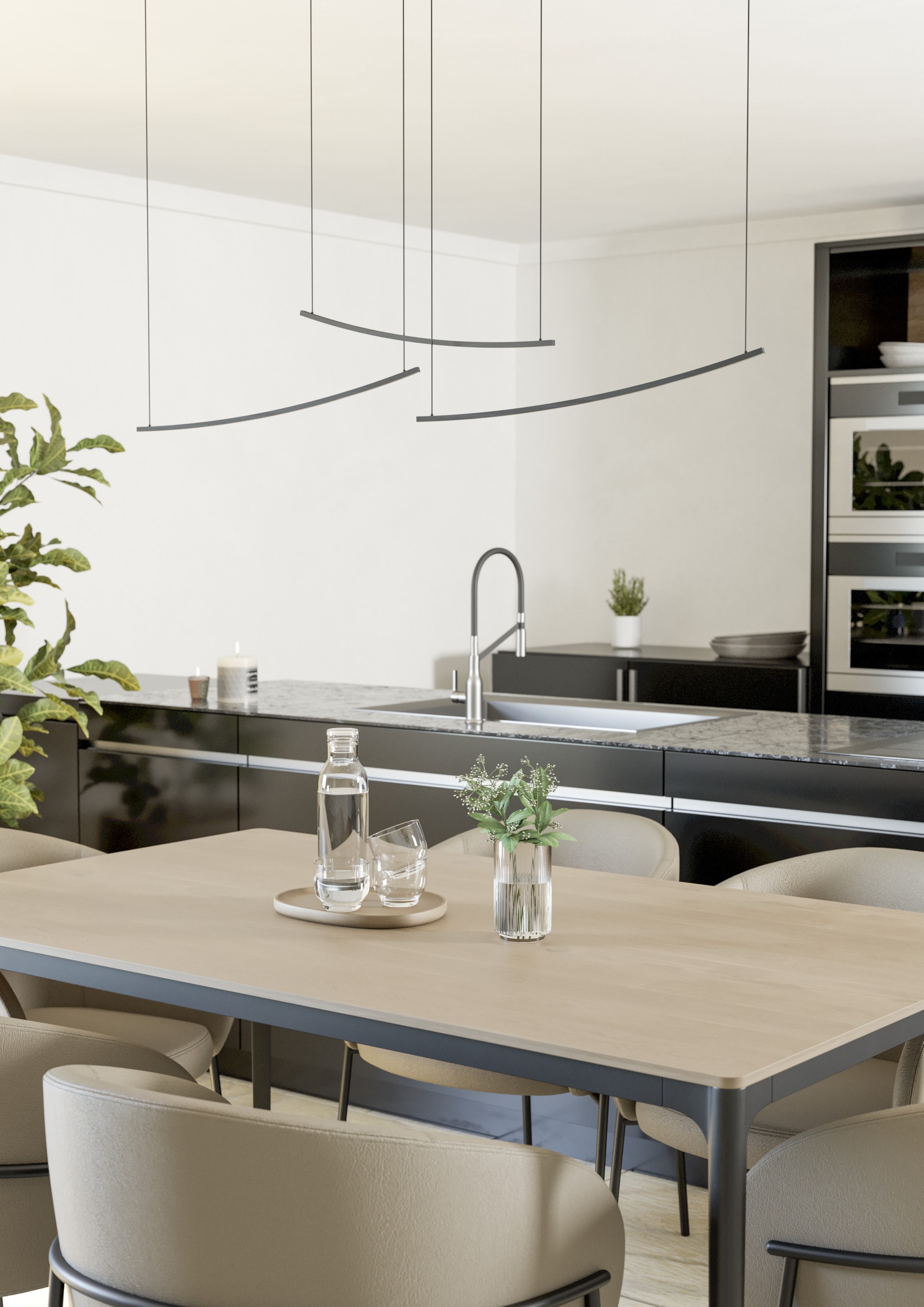 EGLO Hängeleuchte »VILLEGGI Pendellampe - Alu, Stahl - LED - 22W - IP20« LED-Modul 1 Stk. Kaltweiß | Neutralweiß | Warmweiß Hängelampe, Deckenlampe, Wohnzimmer, Esszimmer, L122 x B10 x H120 cm