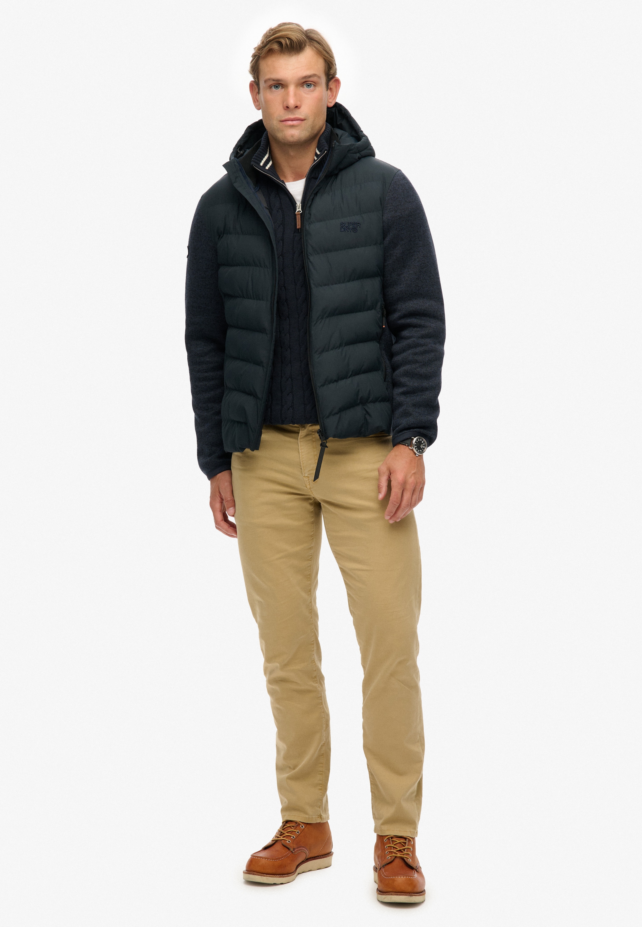 Superdry Steppjacke »HOODED STORM KNIT HYBRID JKT« mit Kapuze