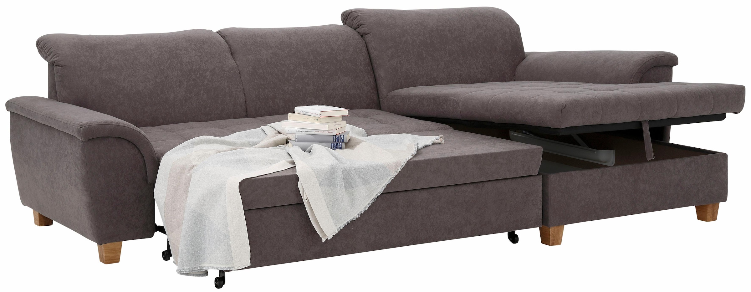 Home affaire Ecksofa »Lyla L-Form«, mit Recamiere, wahlweise mit Rückenfunktion und zusätzlich mit Bett