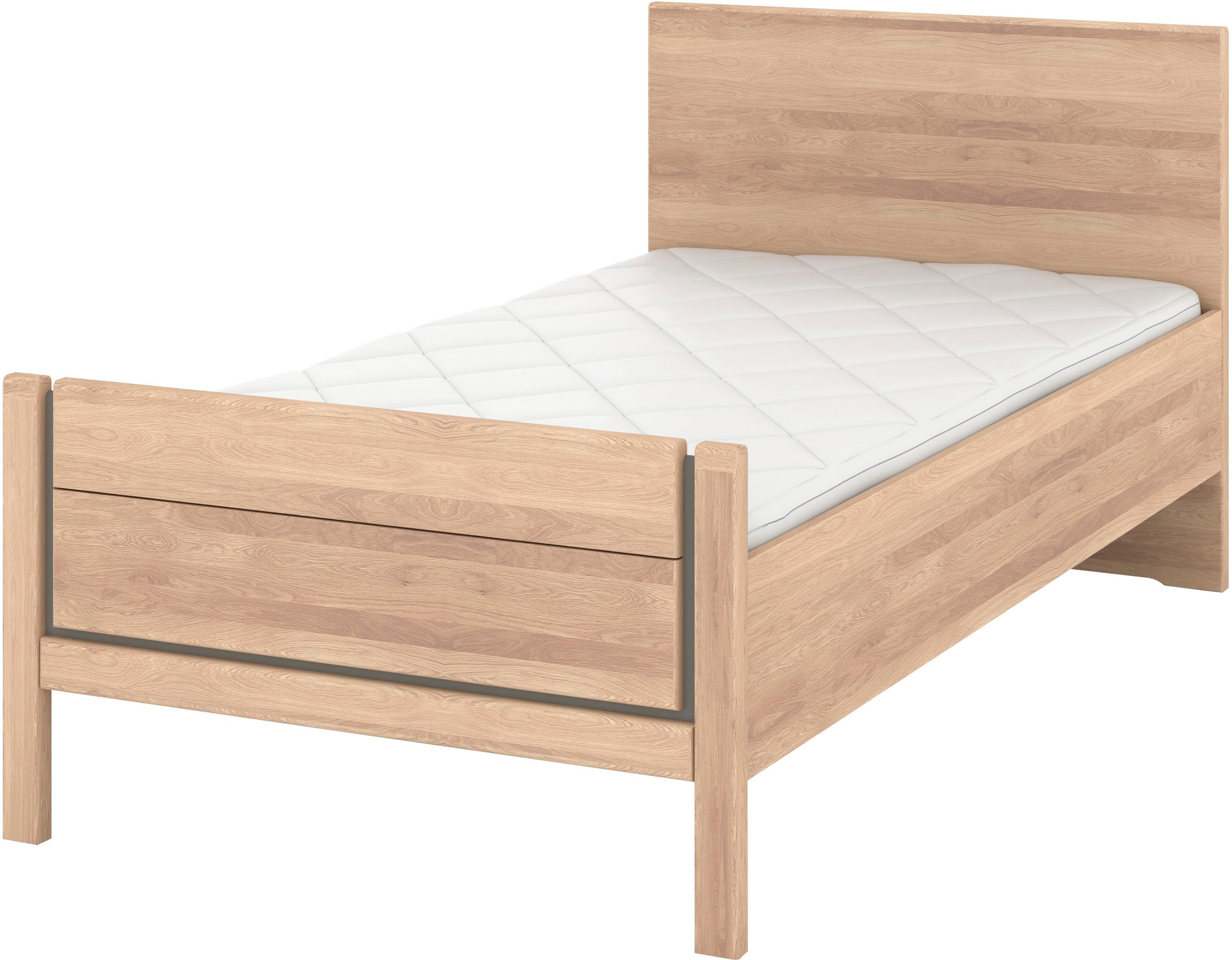 Musterring Holzbett »Sorrent, Bettgestell, Bettrahmen, teilmassiv Eiche« MADE IN GERMANY,  Eiche teilmassiv, Liegehöhenverstellung, Stollenfußteil