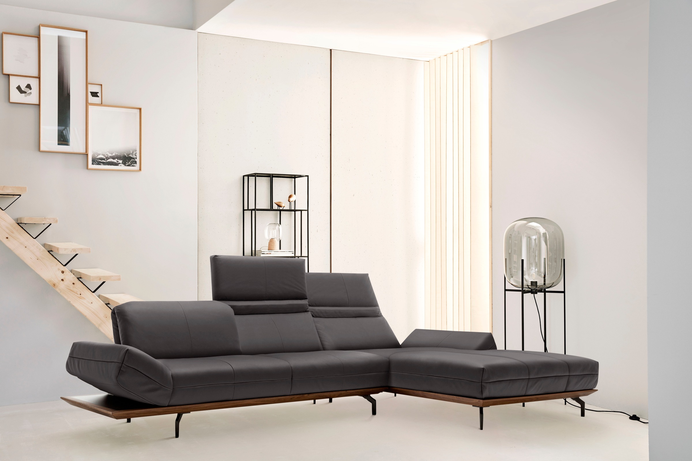 hülsta sofa Ecksofa »hs.420«, in 2 Qualitäten, Holzrahmen in Eiche Natur oder Nußbaum