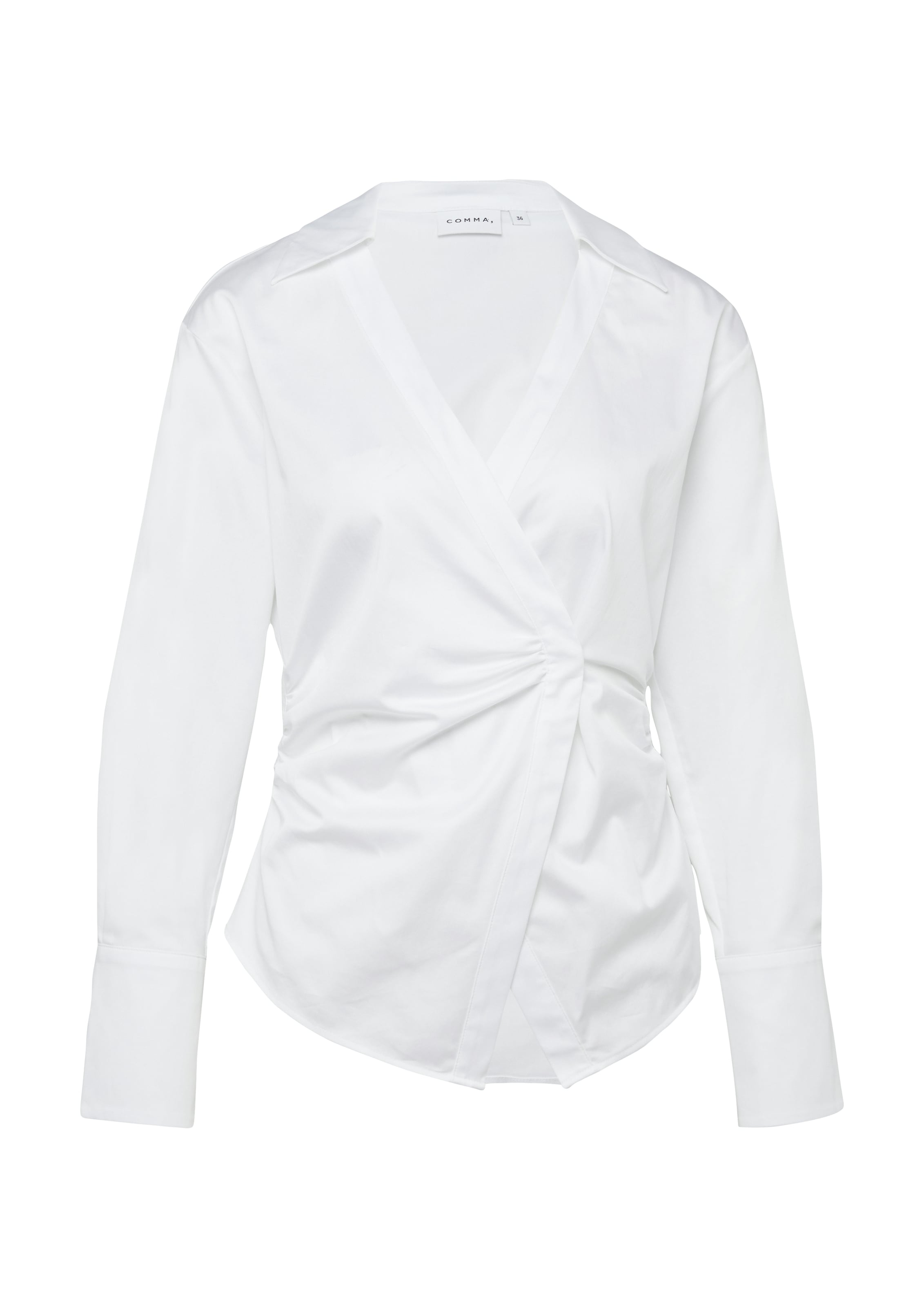 Comma Langarmbluse mit seitlichem Verschluss und V-Ausschnitt