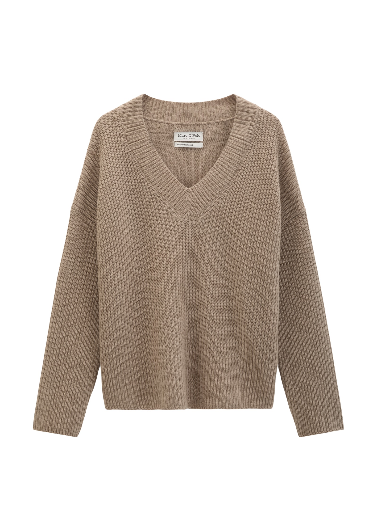Marc O'Polo V-Ausschnitt-Pullover loose aus weichem Schurwolle-Mix