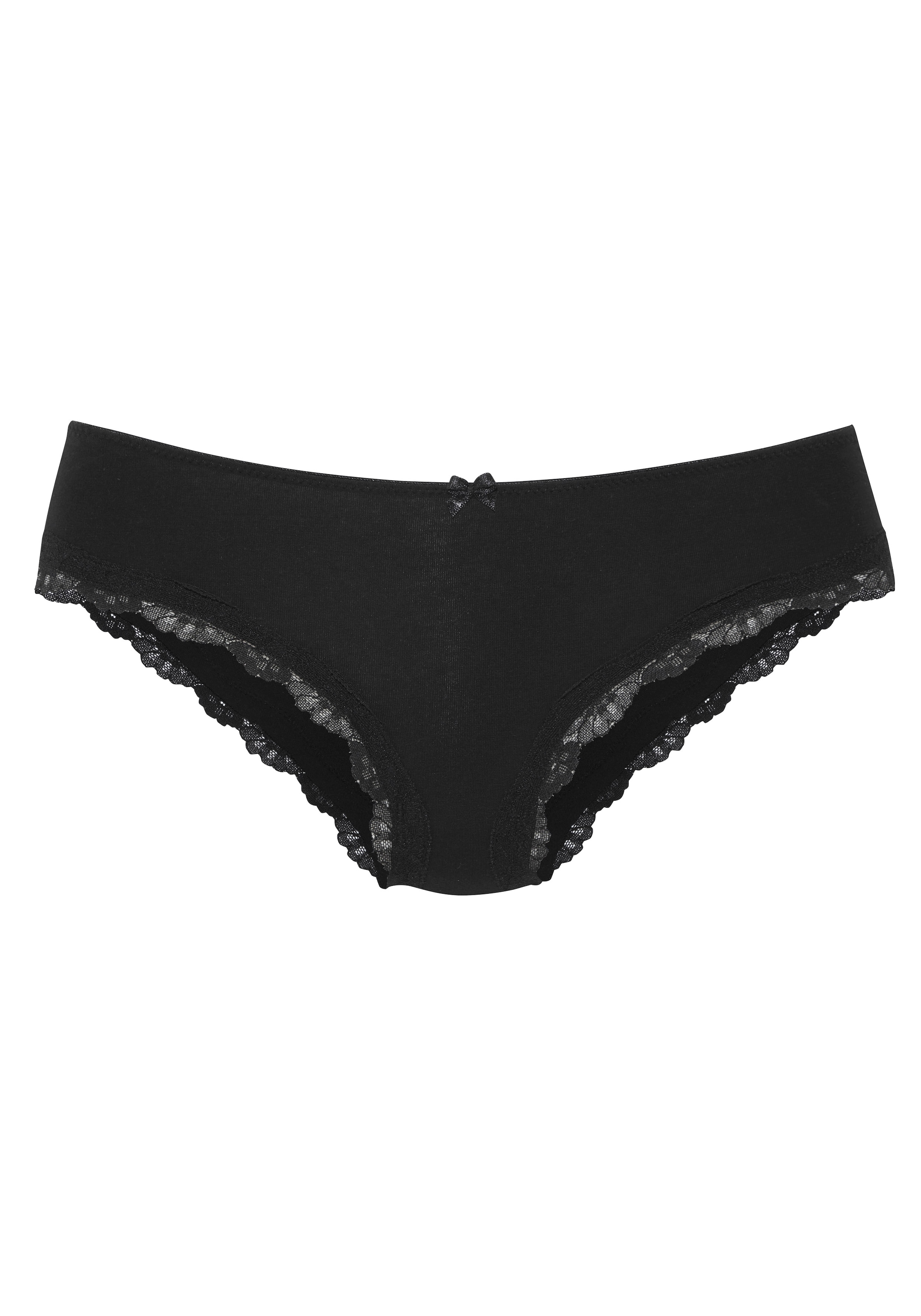 LASCANA Slip 3er-Pack,  aus elastischer Baumwolle mit zarter Spitze