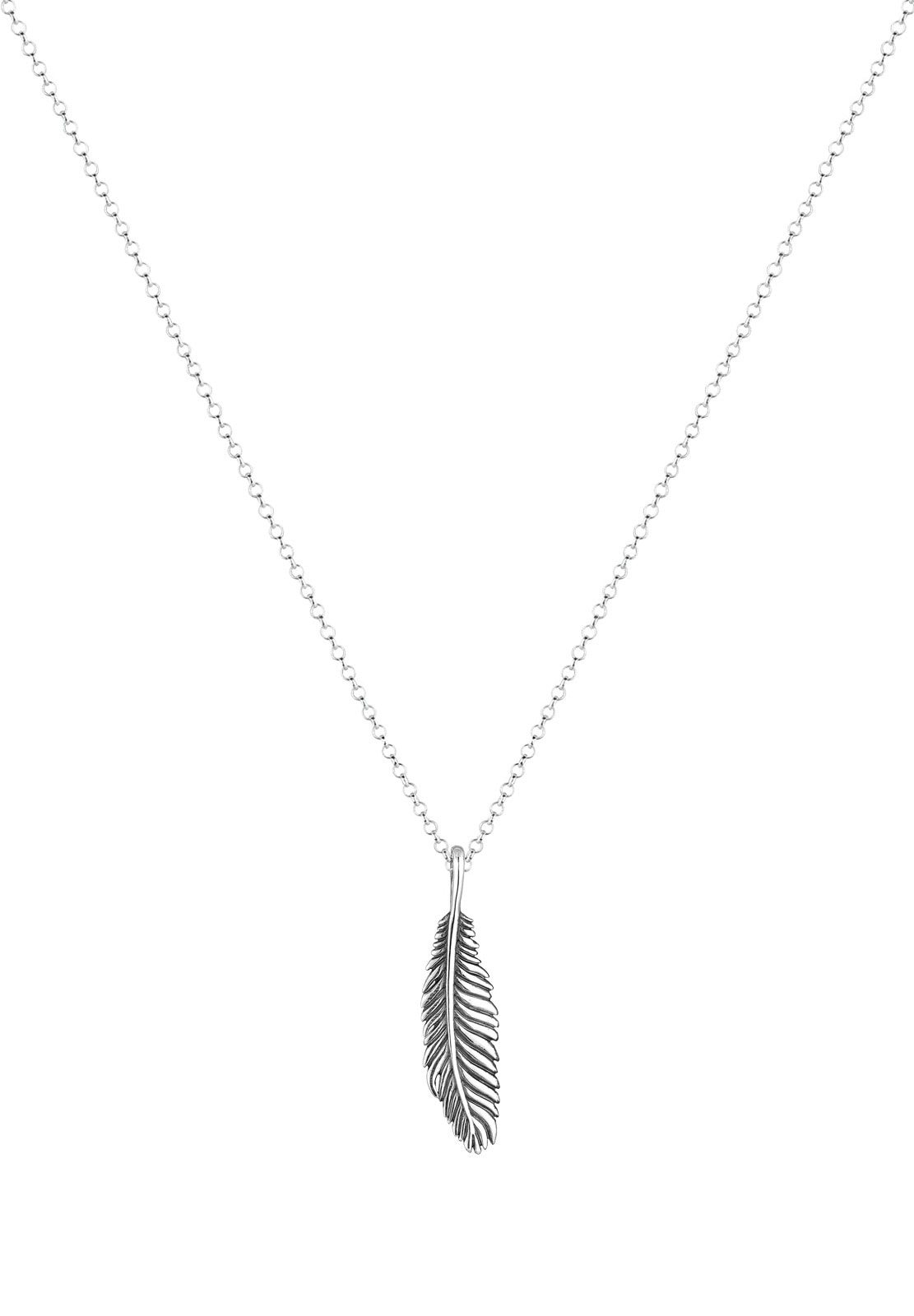 Kuzzoi Kette mit Anhänger »Halskette Herren Feder Vogel 925 Silber«