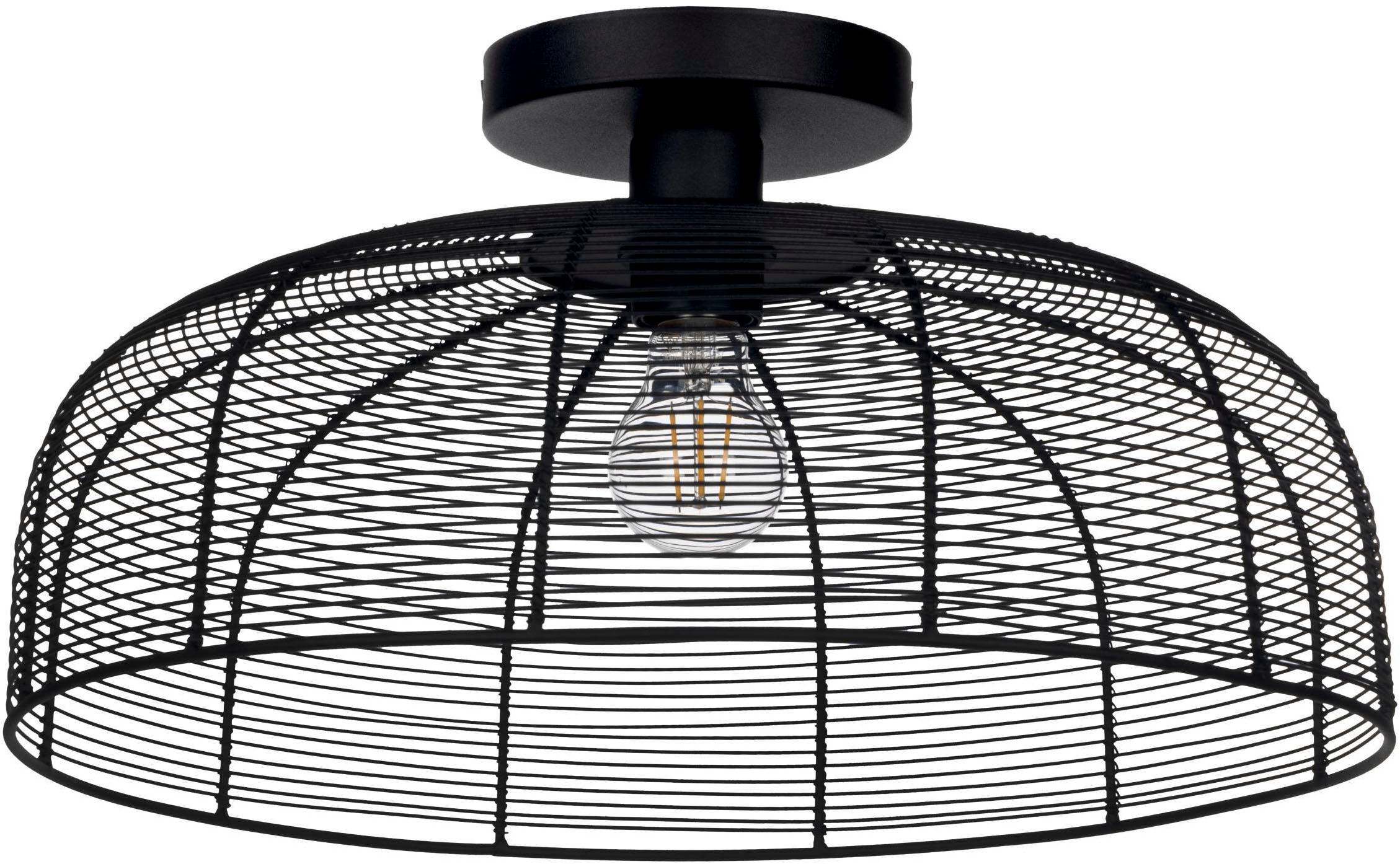 EGLO Deckenleuchte »Rinroe Deckenlampe, Wohnzimmerlampe, Industrial, Metall, E27, Lampe« E27 1 Stk. Wand-/Deckenleuchte - H20 x Ø45 cm - schwarz - 1X40W exkl.