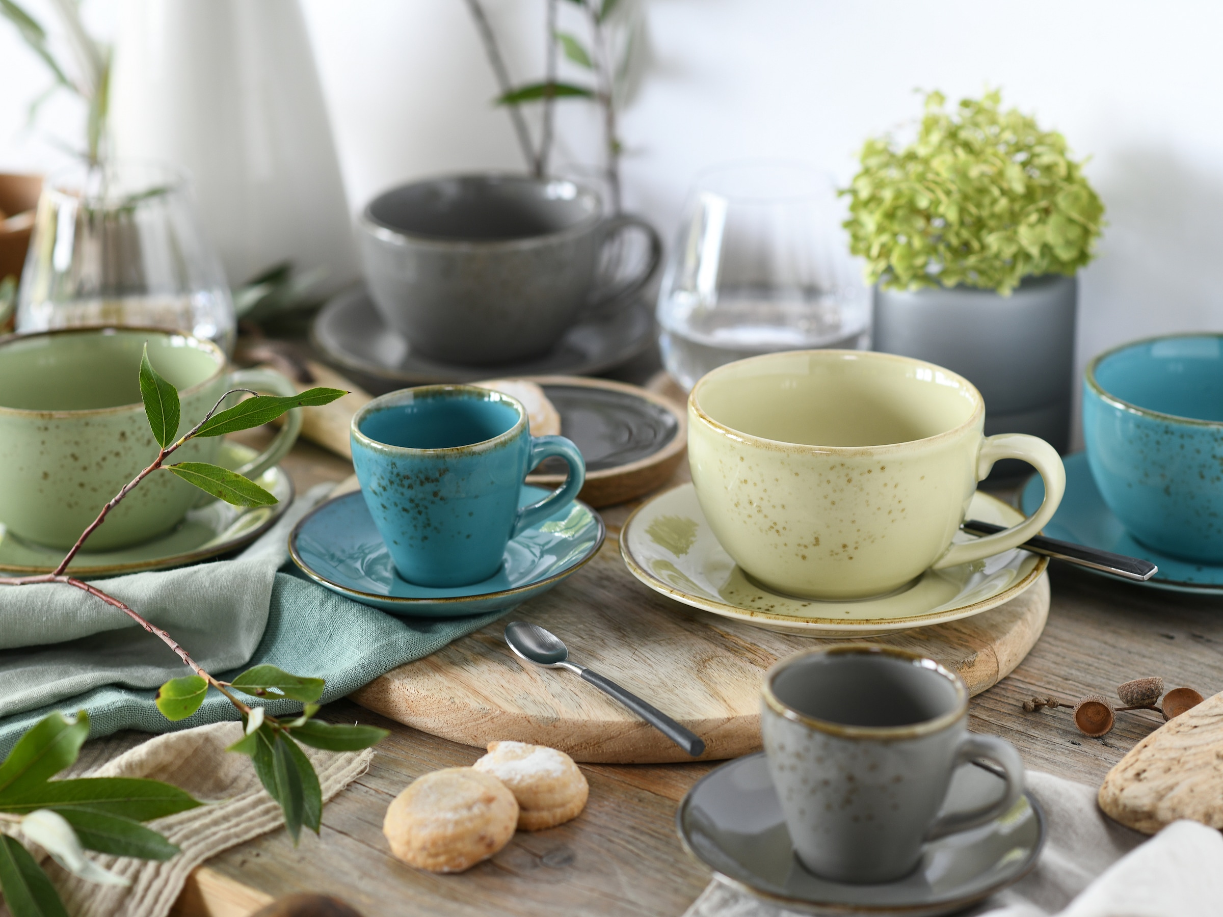 CreaTable Tasse »Tassen Set NATURE COLLECTION« Bistrotassen, 4 Cappuccinotassen, 4 Espressotassen, je mit Untertassen